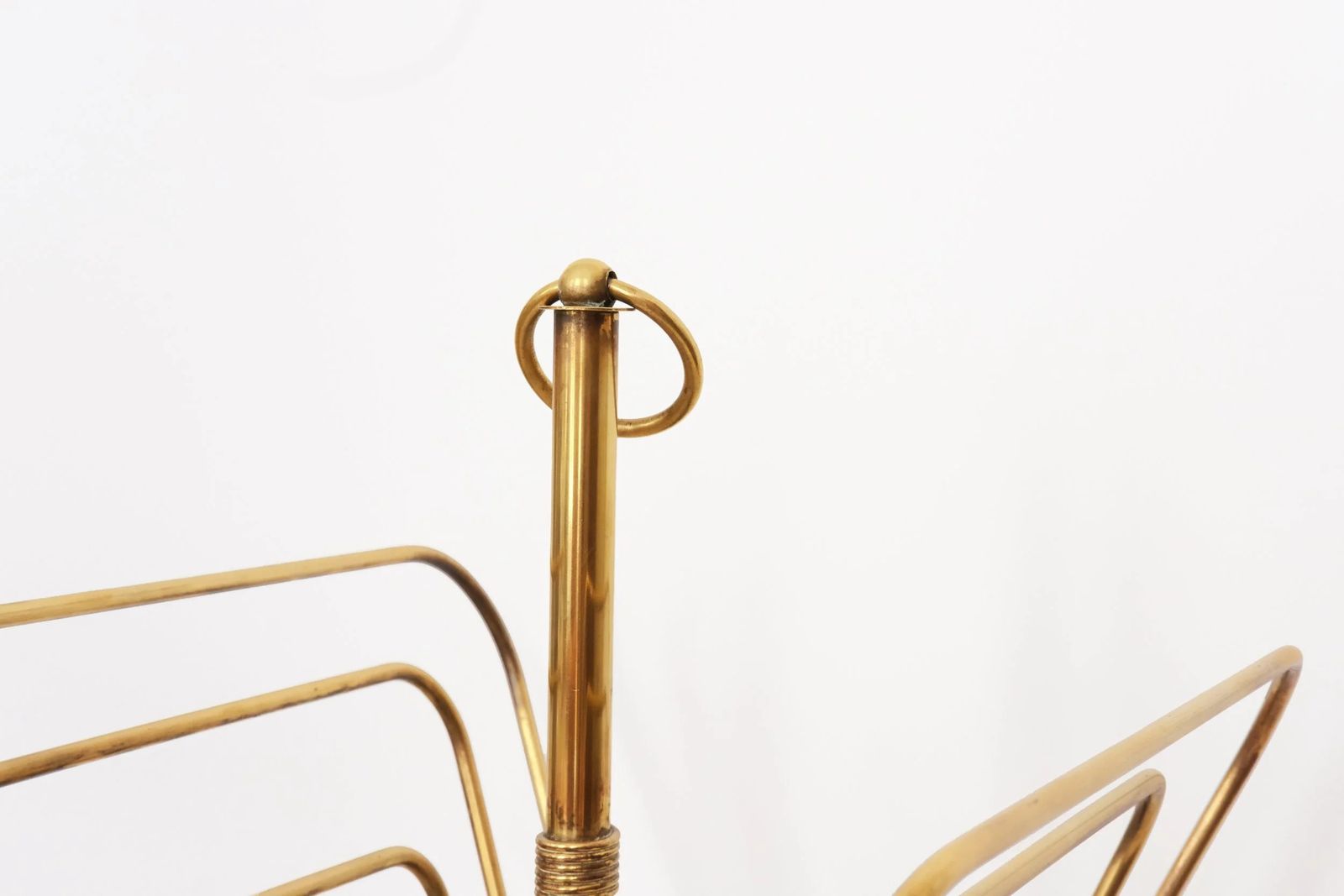 photo furniture 20th Century Magazine Rack In Brass & Wood By French Designer Jacques Adnet