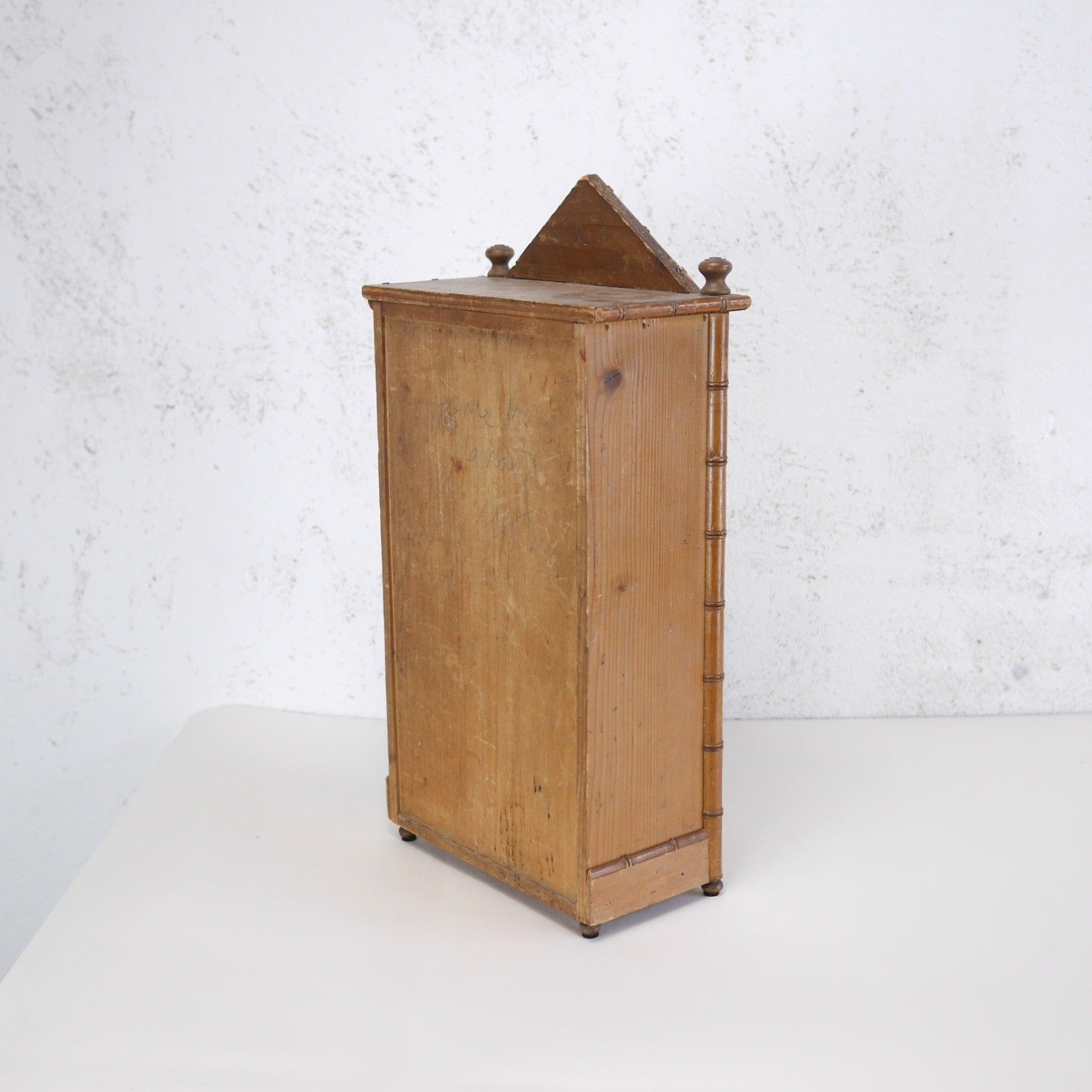 photo for sale Antique Faux Bamboo Cabinet Mirror Medicine Early 20th Century #102942
