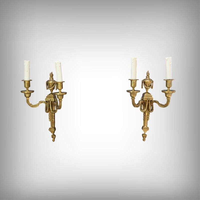 Pair Of Bronze Wall Lights, Louis XVI Style – Late 19th Century