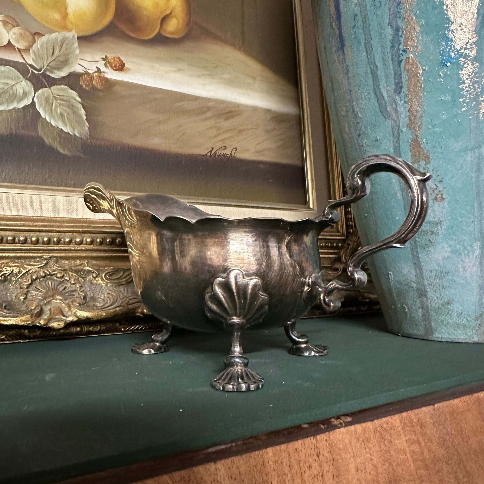 Antique Gravy Boat Silver Plated Claw Feet Manoah Rhodes & Sons 2777 photo for sale