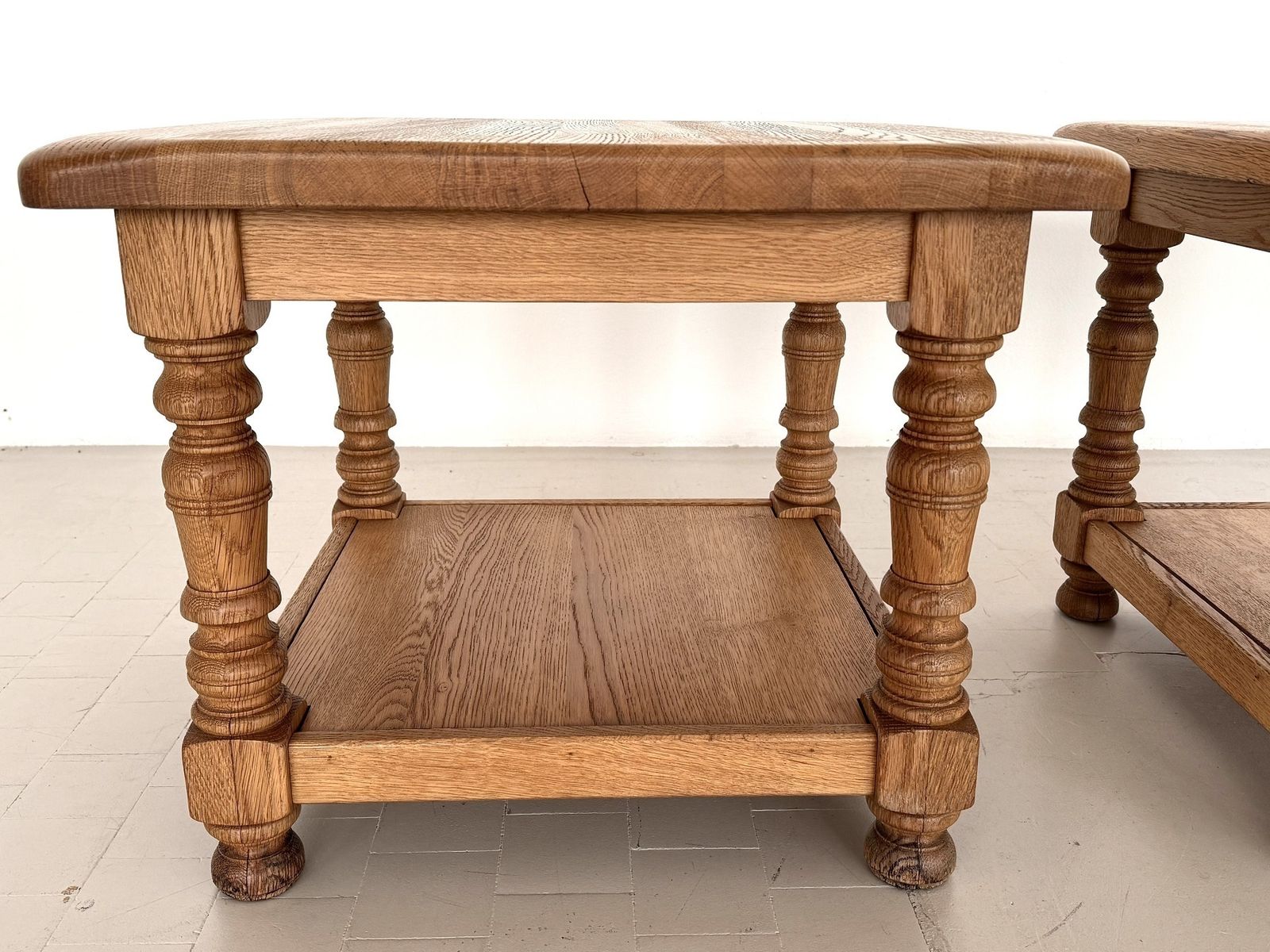 photo buy Hand Crafted Rustic Textured Oak Side Or Coffee Tables By Vereinigte Werkstätten, 1970