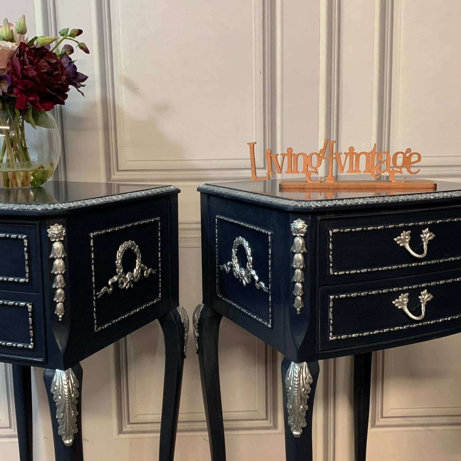 Painted Bedside Tables Louis Style Bedsides Olympus Furniture Nightstands photo vinterior