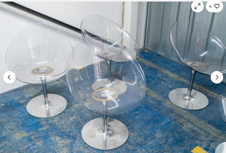 Kartell Eros By Philippe Starck   Crystal Swivel Chair In Polycarbonate photo for sale