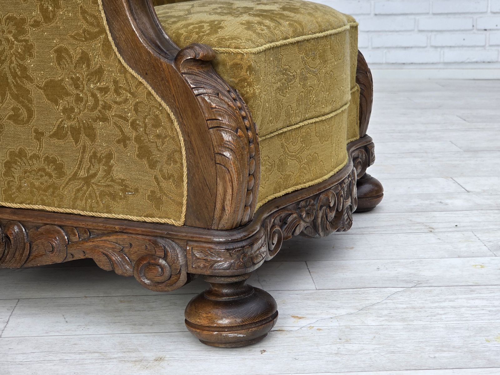 1960s, Danish Armchair, Furniture Wool, Solid Oak Wood. photo 1290.0