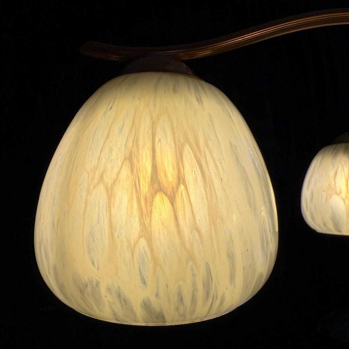 Antiek Vintage Kroonluchter Art Deco Plafondlamp Messing Gemarmerd Glas Mid Century Regency photo 655.0
