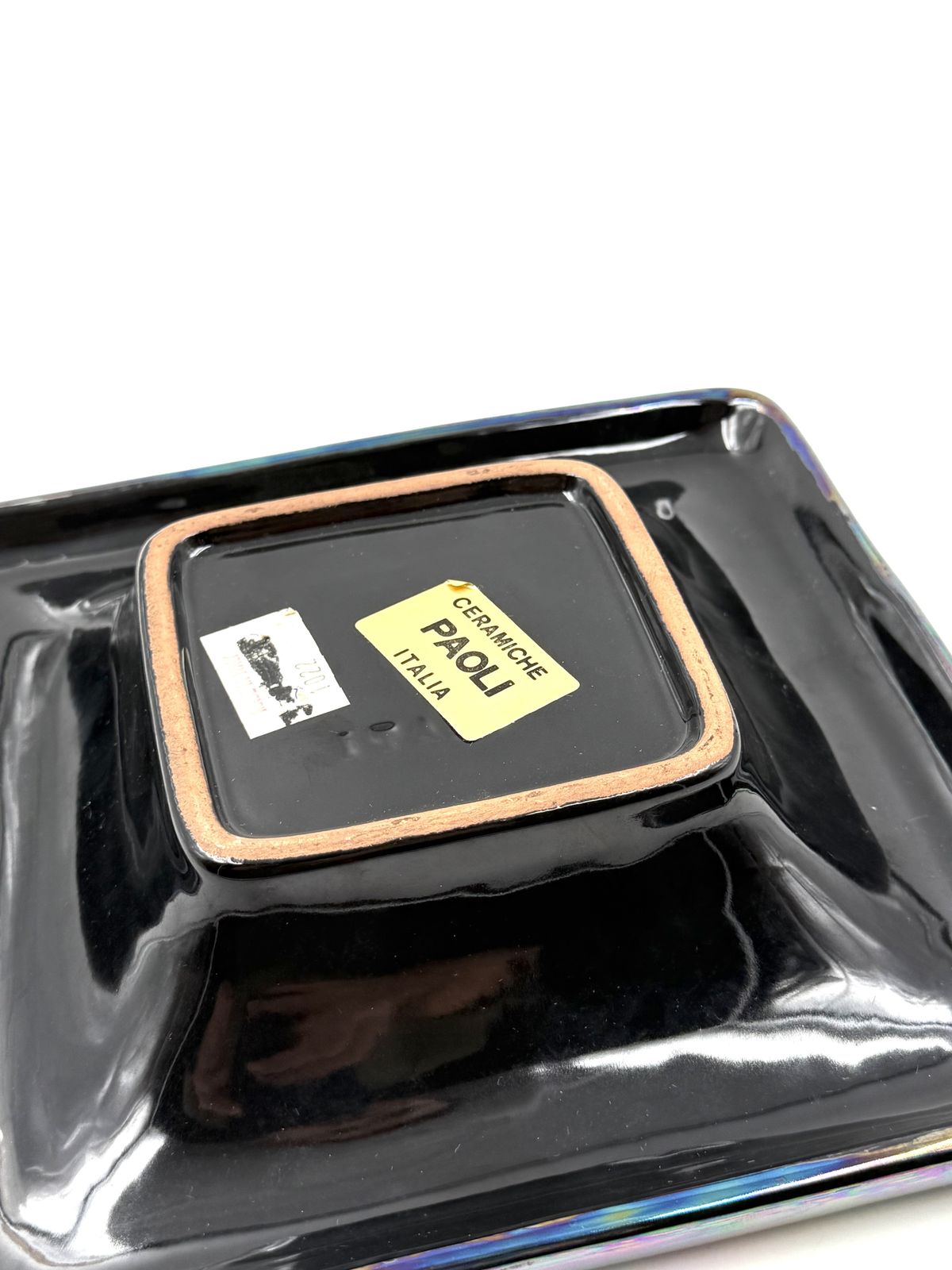 250.0 Mid Century Modern Iridescent Ceramic Ashtray / Vide Poche, Paoli Italy 1970s photo