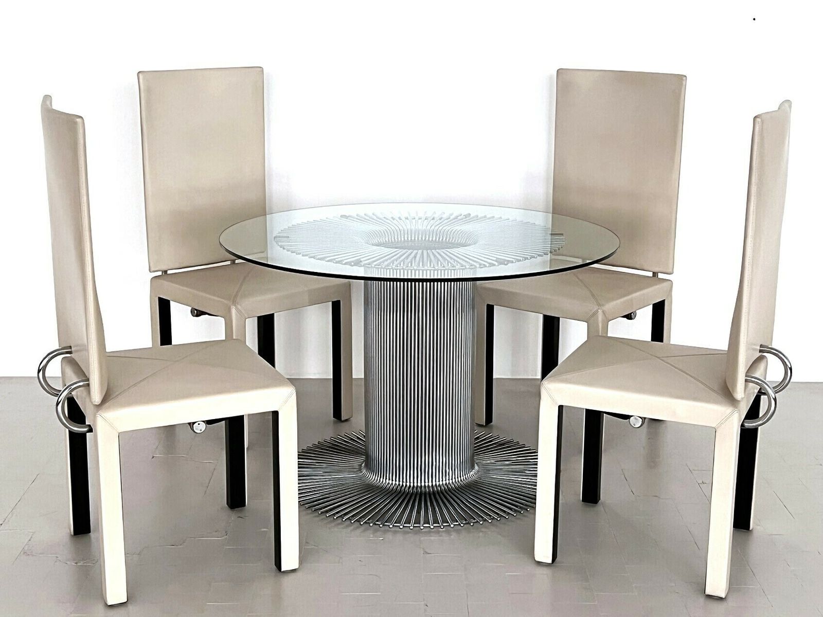 Italian Pedestal Dining Table In Chrome And Glass By Gastone Rinaldi, 1960s photo vintage