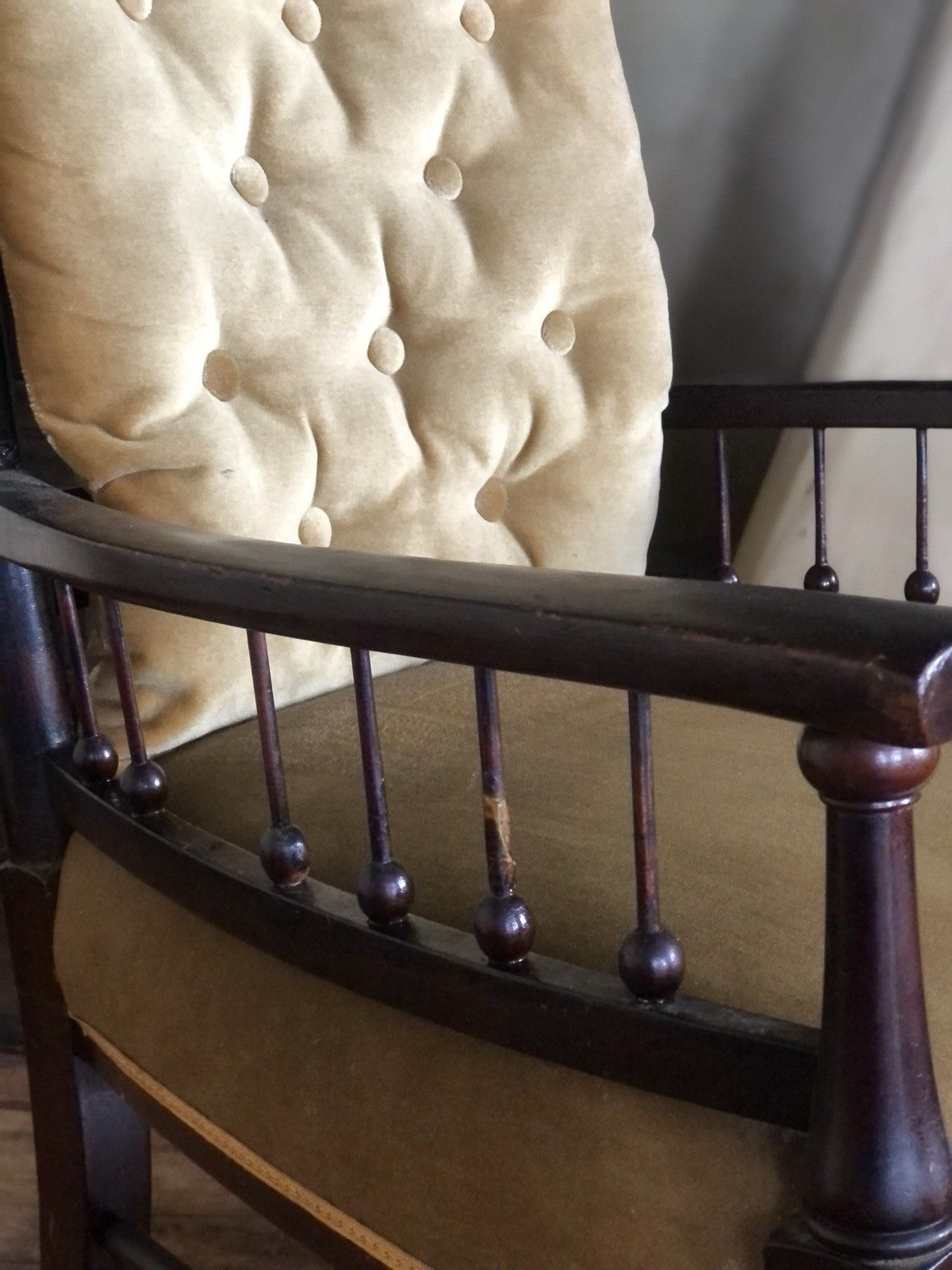 Antique Rich Gold Arts & Crafts Rocking Elbow Armchair Chair By William Birch photo buy