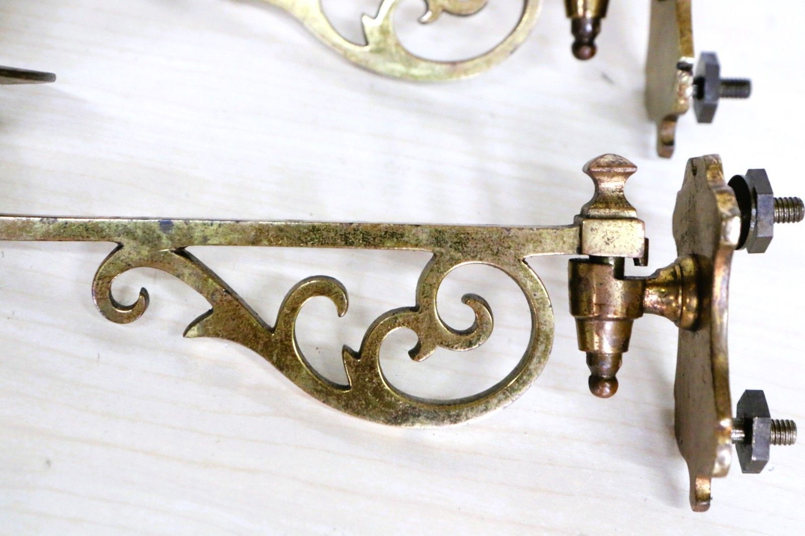 Pair Antique Georgian Piano Sconces Gilt Brass Hinged Candle Holders Original photo Home Decor