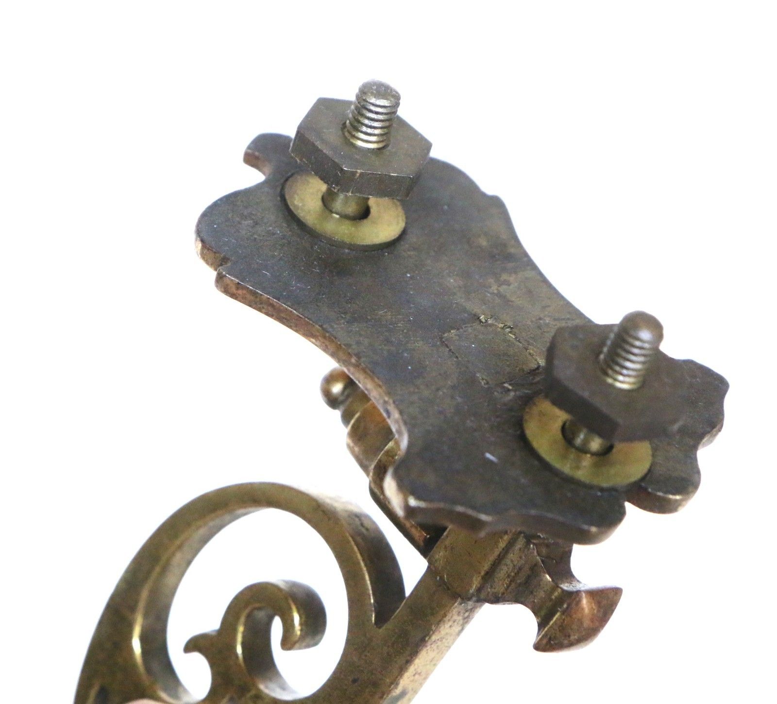 photo for sale Pair Antique Georgian Piano Sconces Gilt Brass Hinged Candle Holders Original