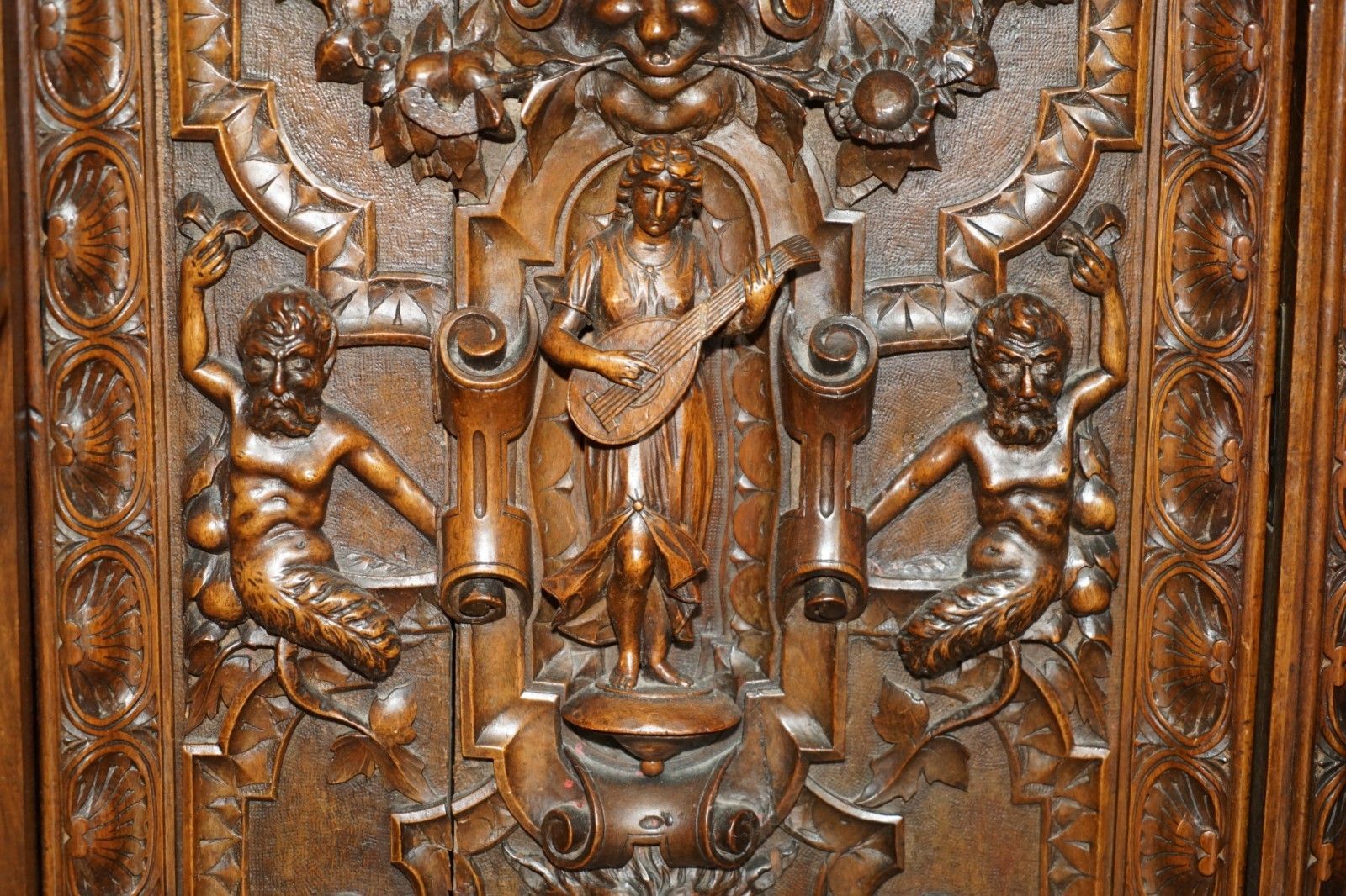 13950.0 Important Antique Circa 1850 French Walnut Ornately Carved Buffet Sideboard photo