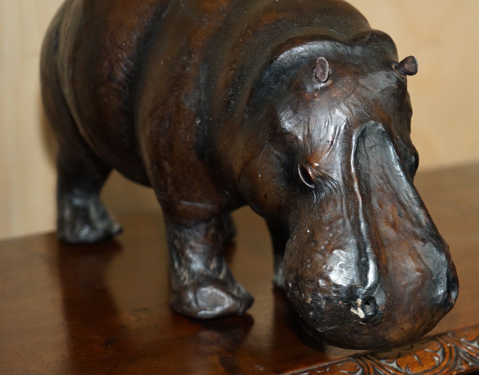 Pair Of Liberty's Omersa Mother & Calf Leather Hippopotamus Footstool Hippo's photo buy
