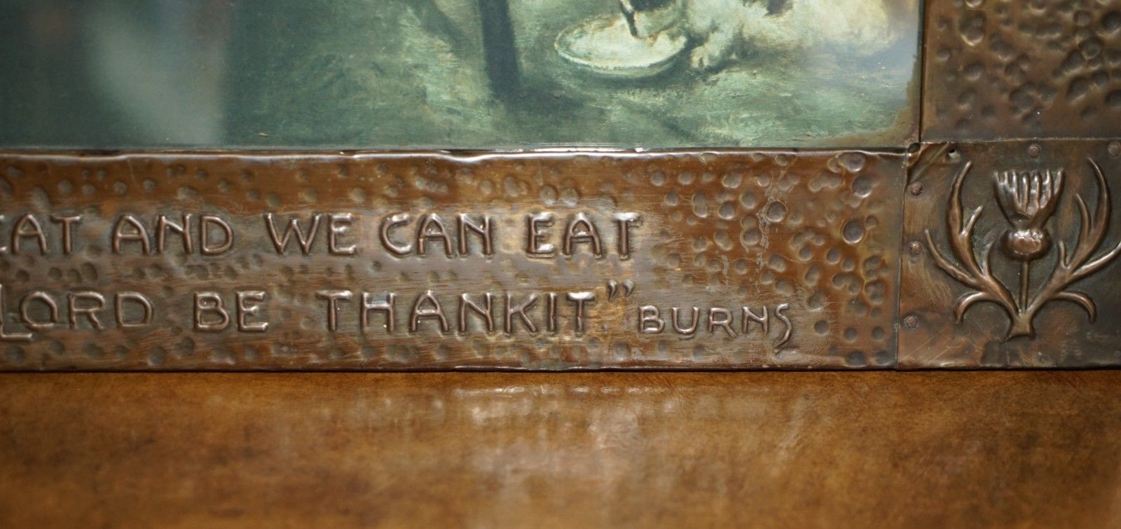photo for sale Antique Copper Arts & Crafts Scottish Burns Quote Frame With H.J Dobson Print