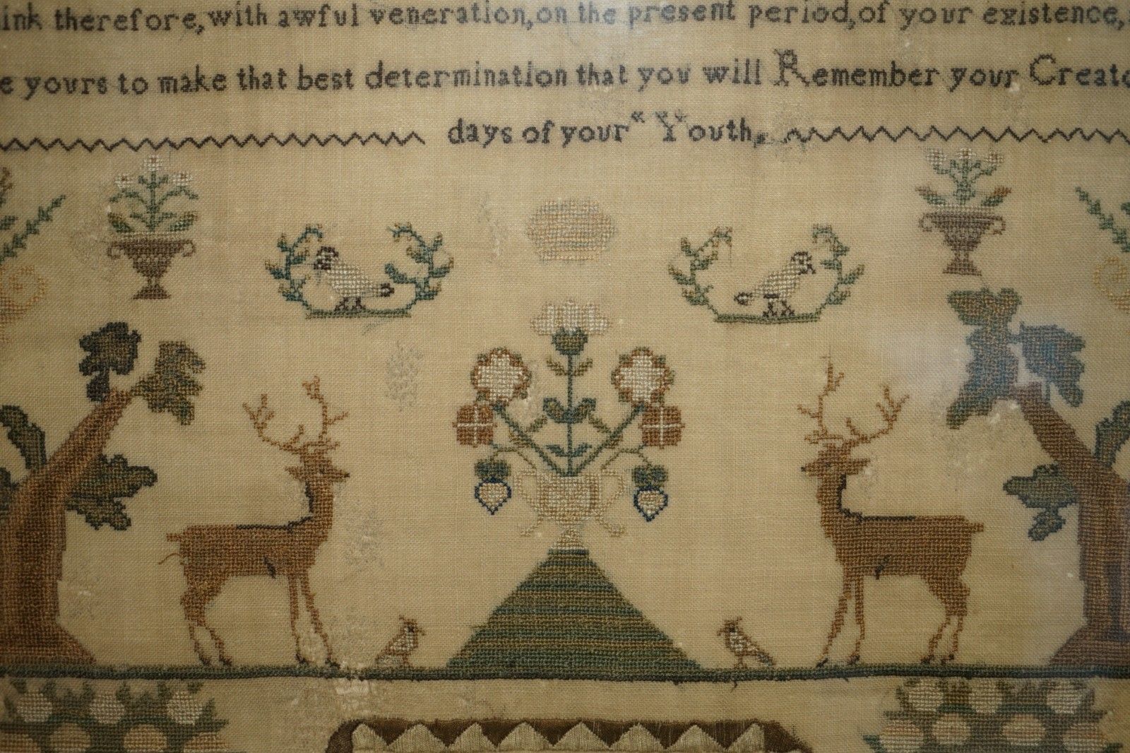 Antique 1831 Original William IV Needlework Sampler Depicting A Verse On Youth photo buy