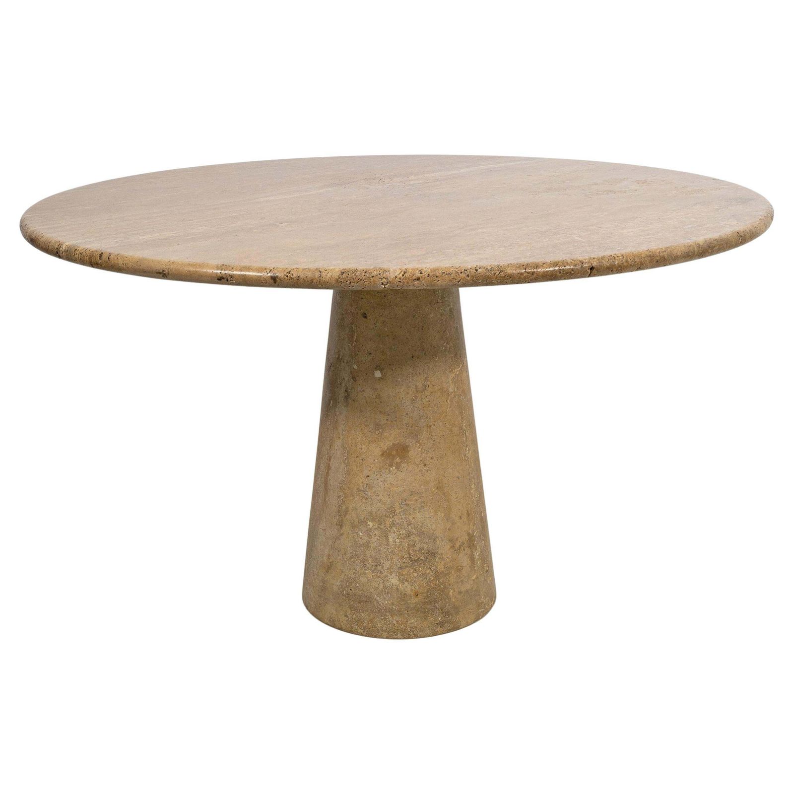 Attributed To Angelo Mangiarotti Travertine Round Dining Table, 70s
