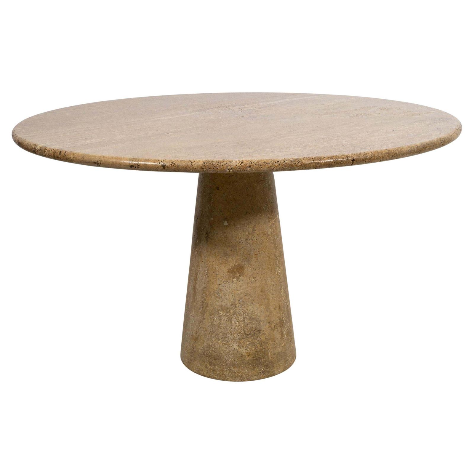 Attributed To Angelo Mangiarotti Travertine Round Dining Table, 70s photo furniture