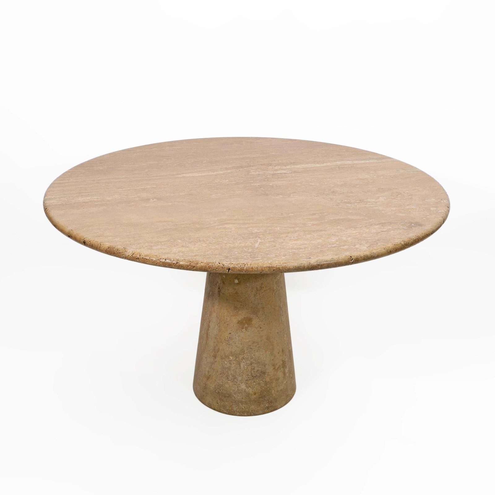Attributed To Angelo Mangiarotti Travertine Round Dining Table, 70s photo for sale