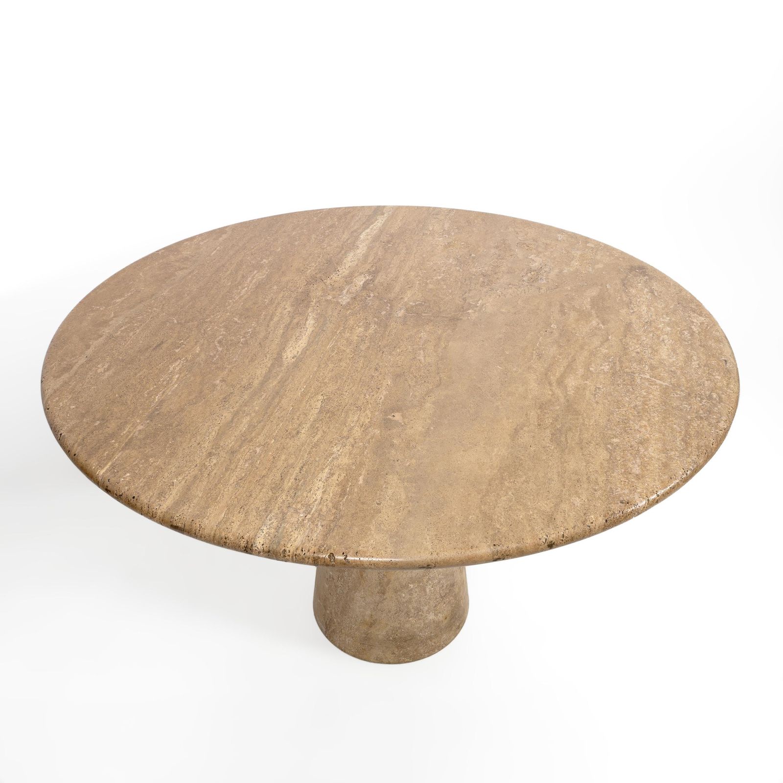 Attributed To Angelo Mangiarotti Travertine Round Dining Table, 70s photo Furniture