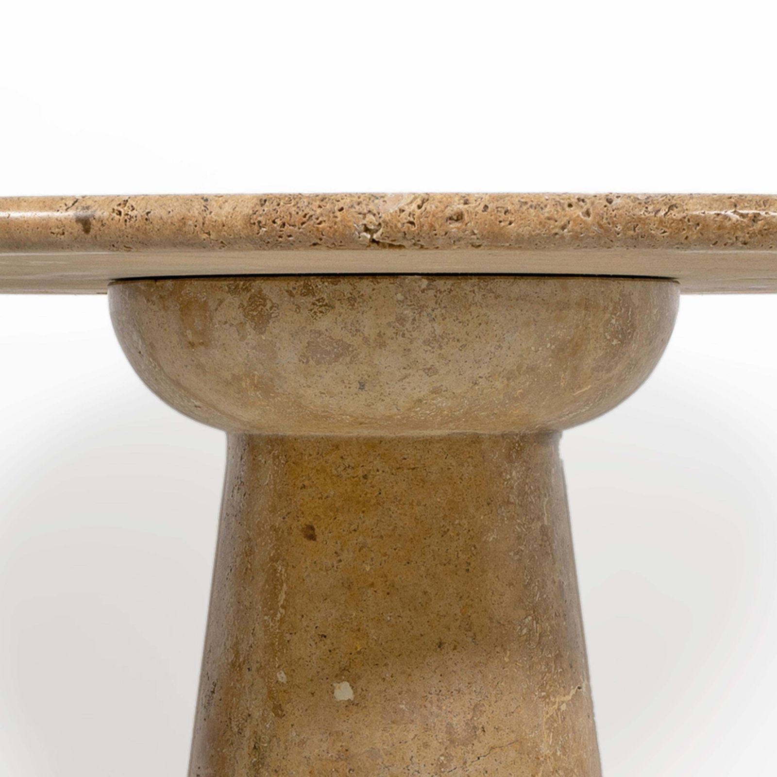 Attributed To Angelo Mangiarotti Travertine Round Dining Table, 70s photo buy