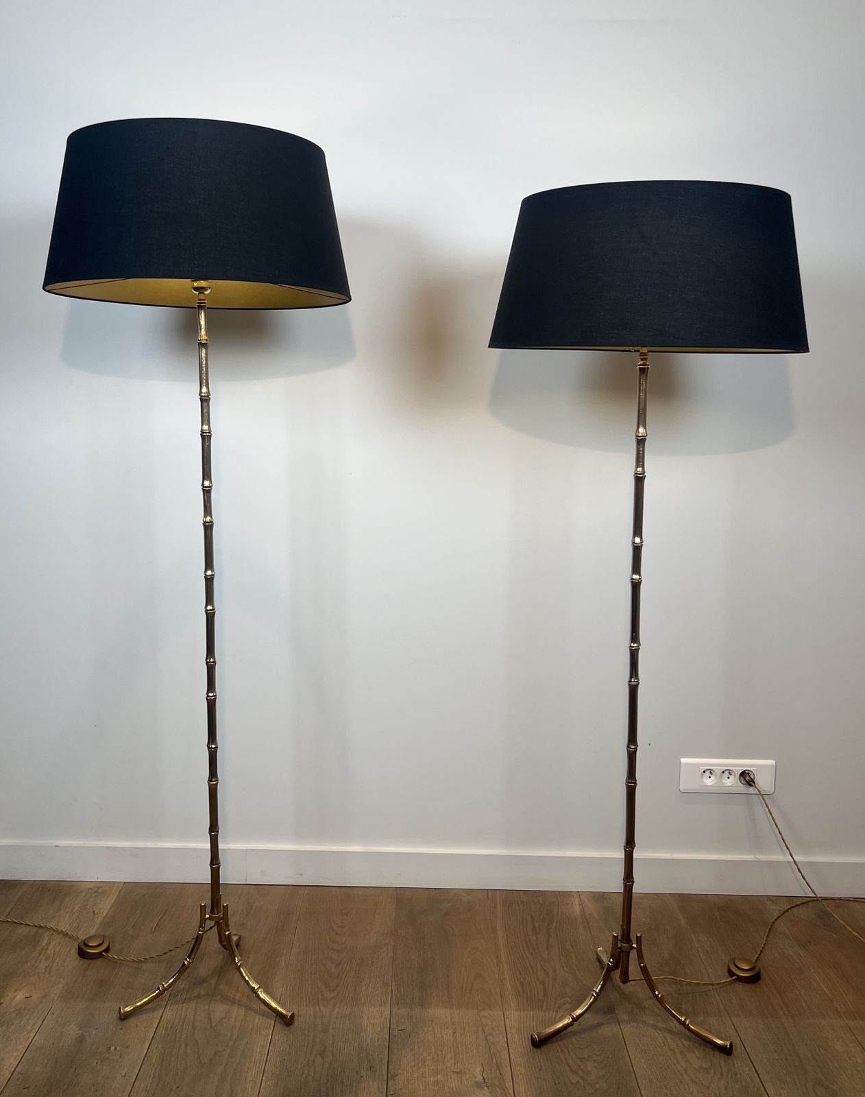 Bronze Floor Lamp In Faux Bamboo Style From Maison Baguès