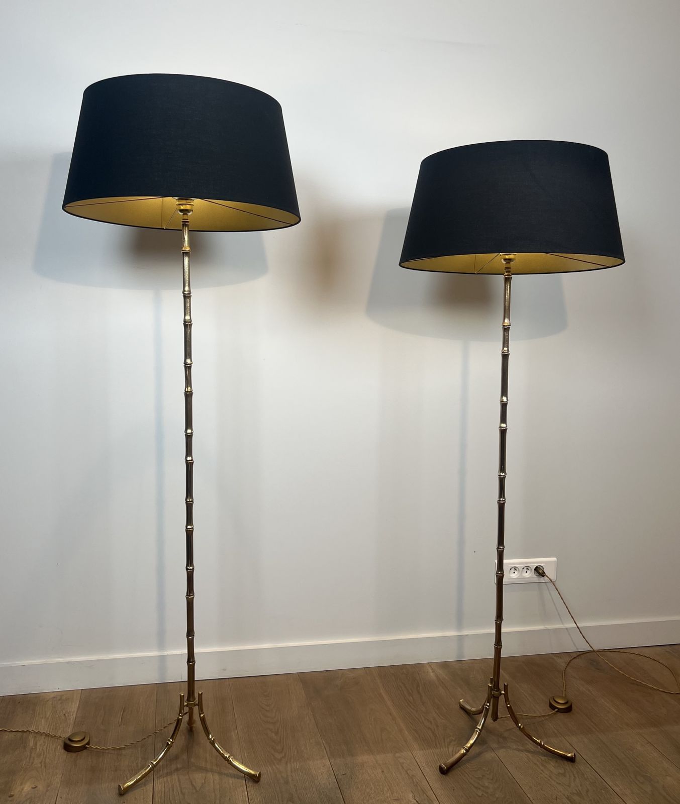 Bronze Floor Lamp In Faux Bamboo Style From Maison Baguès photo for sale