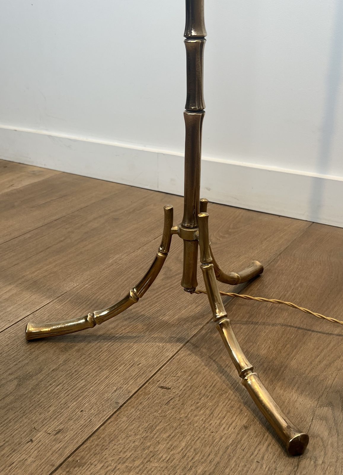 Bronze Floor Lamp In Faux Bamboo Style From Maison Baguès photo vintage