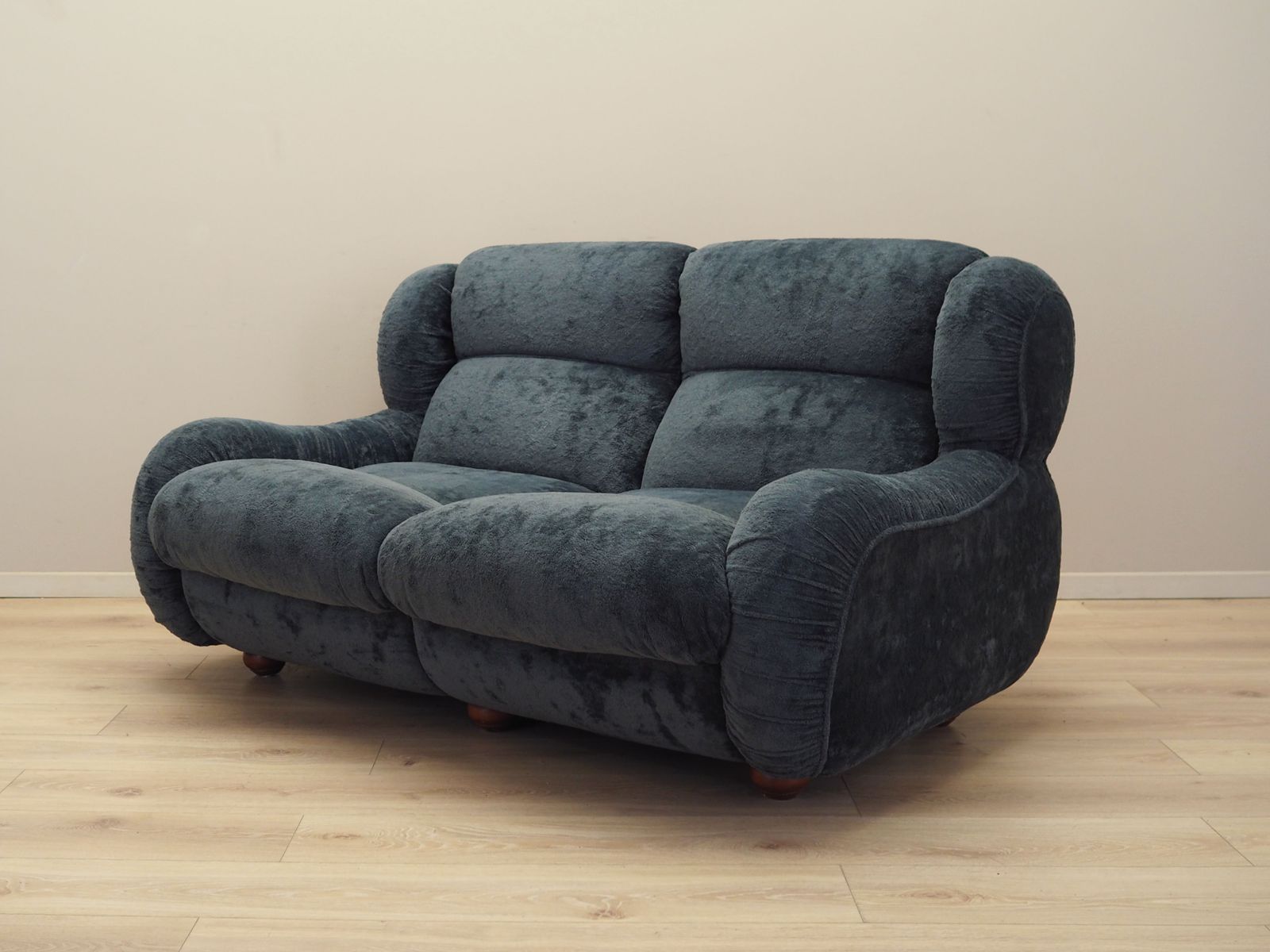 Navy Blue Velour Sofa, Italian Design, 1970s, Production: Italy photo for sale