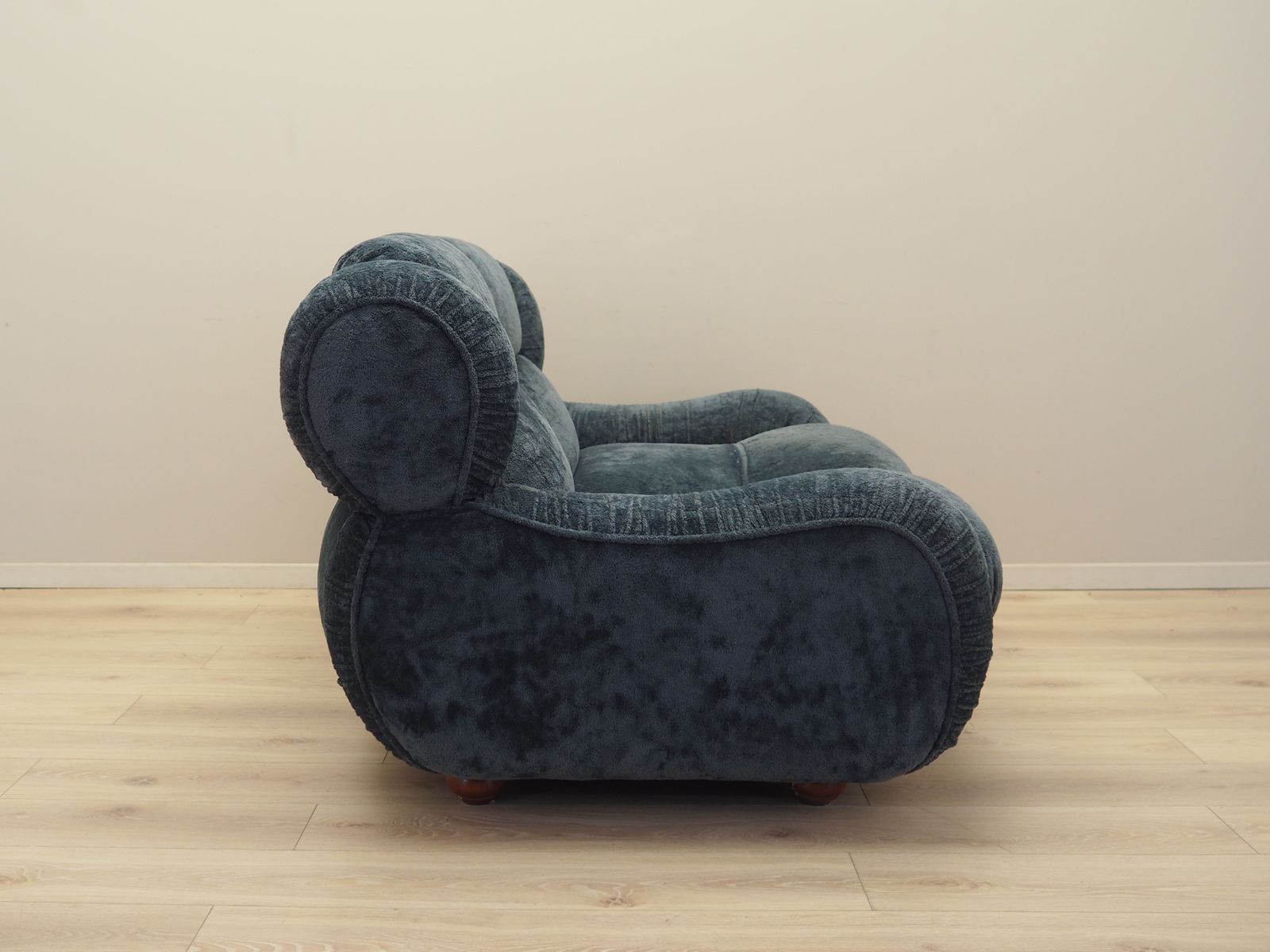 Navy Blue Velour Sofa, Italian Design, 1970s, Production: Italy photo vintage