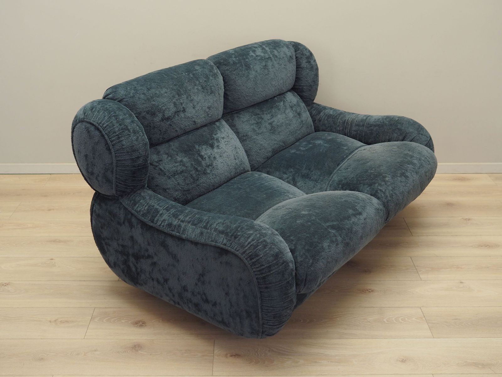 photo for sale Navy Blue Velour Sofa, Italian Design, 1970s, Production: Italy