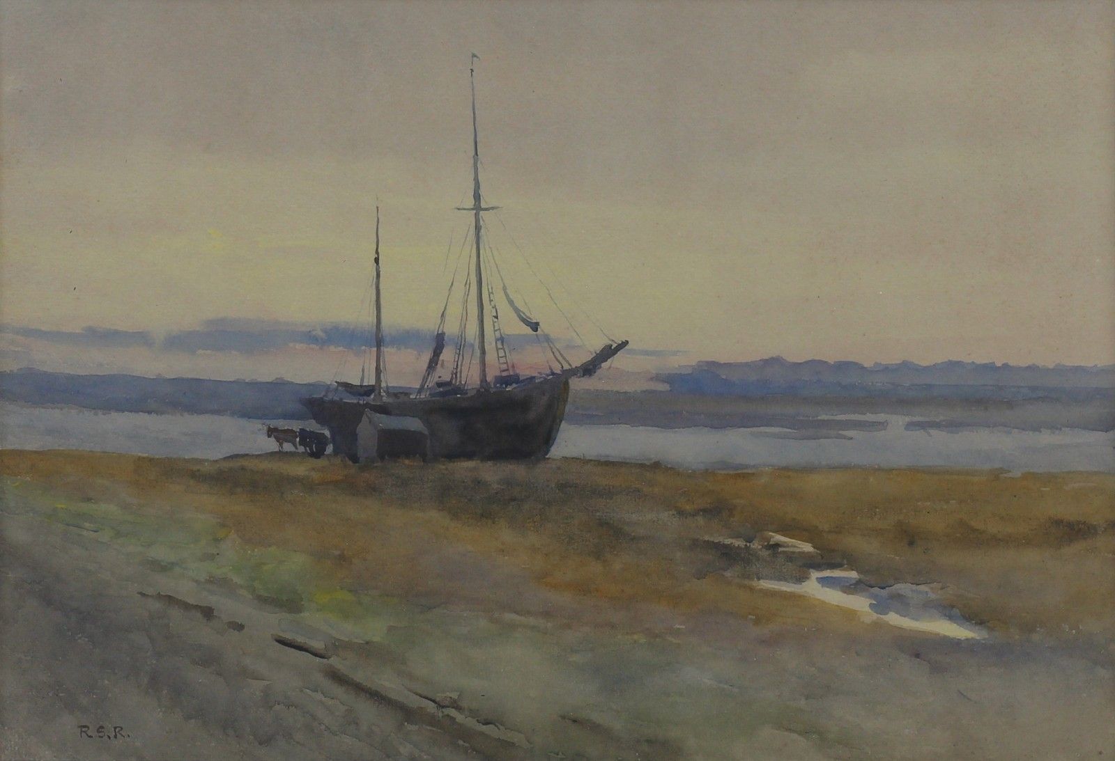 Watercolour By Russell Sidney Reeve. Titled "Evening Calm" photo furniture