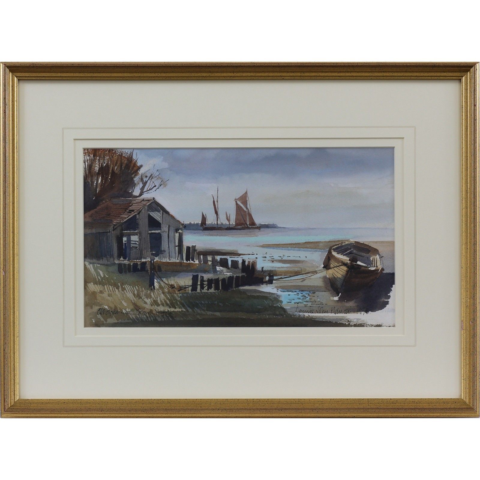 Watercolour By Dennis John Hanceri. Titled "Old Oyster Store, Orford, Suffolk."