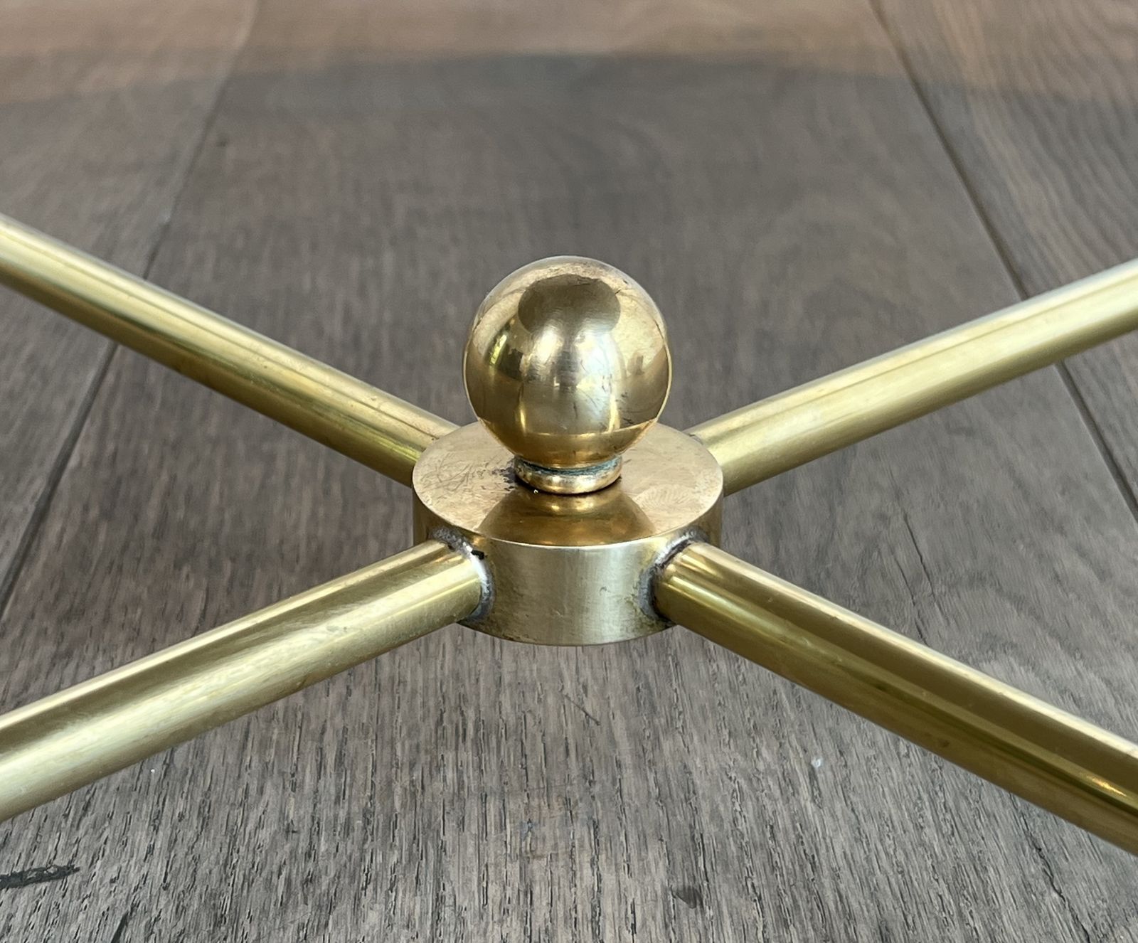 photo furniture Brass Coffee Table With White Marble Top In The Style Of Maison Ramsay