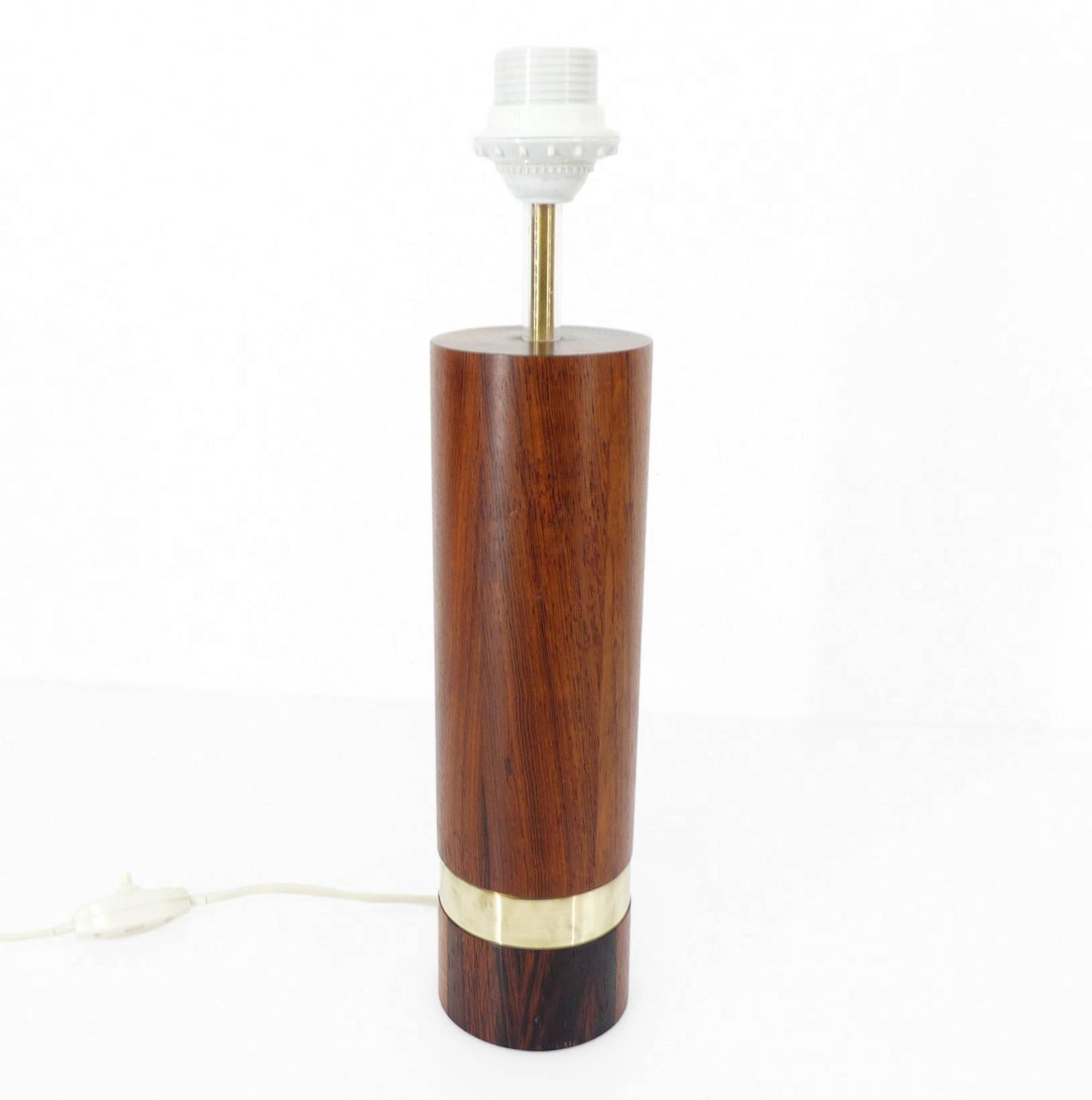 Scandinavian Lamp Base In Exotic Wood And Brass, Circa 1970 photo for sale