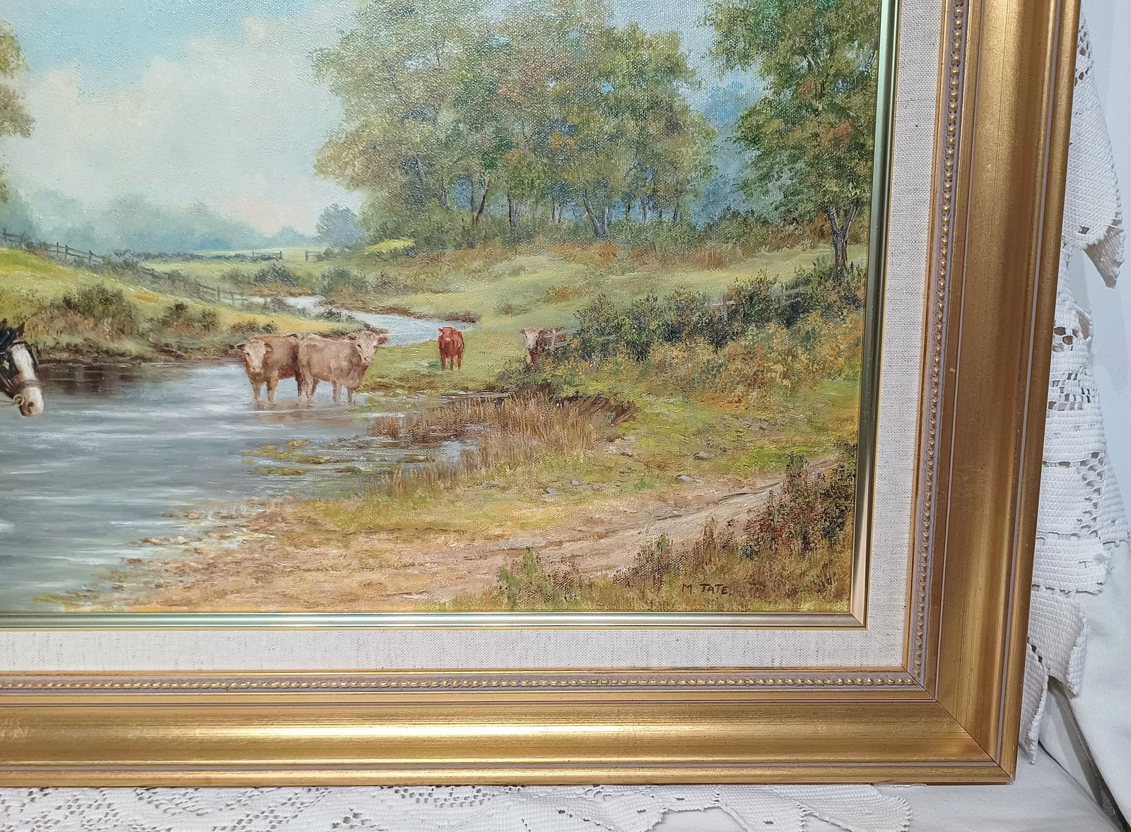 Large Impressive Oil Painting On Canvas,Working Horses Coming Home Artist Signed. photo 470.0