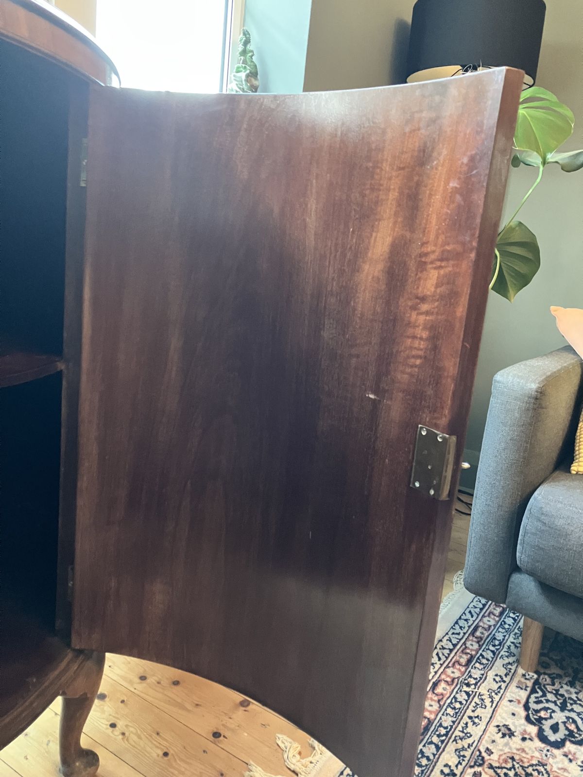 Antique Mahogany Demi Lune Cabinet photo Furniture
