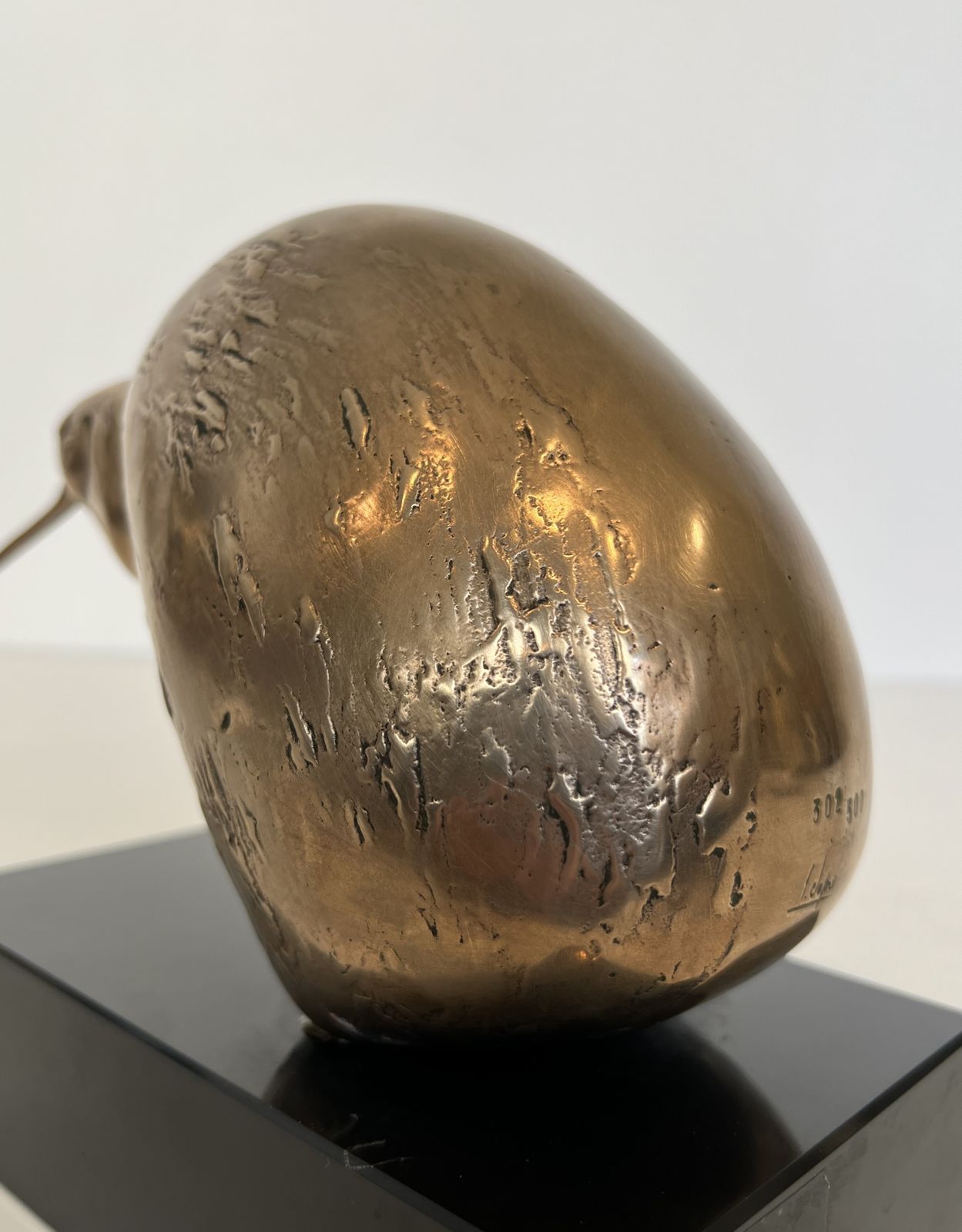 Bronze Sculpture Representing A Stylized Bird On A Black Marble Base, Signed And Numbered photo vintage