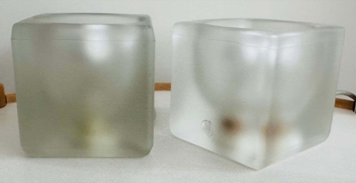 photo vintage Pair Of 1970s German Peill & Putzler Frosted Cubed Glass Table Lamps