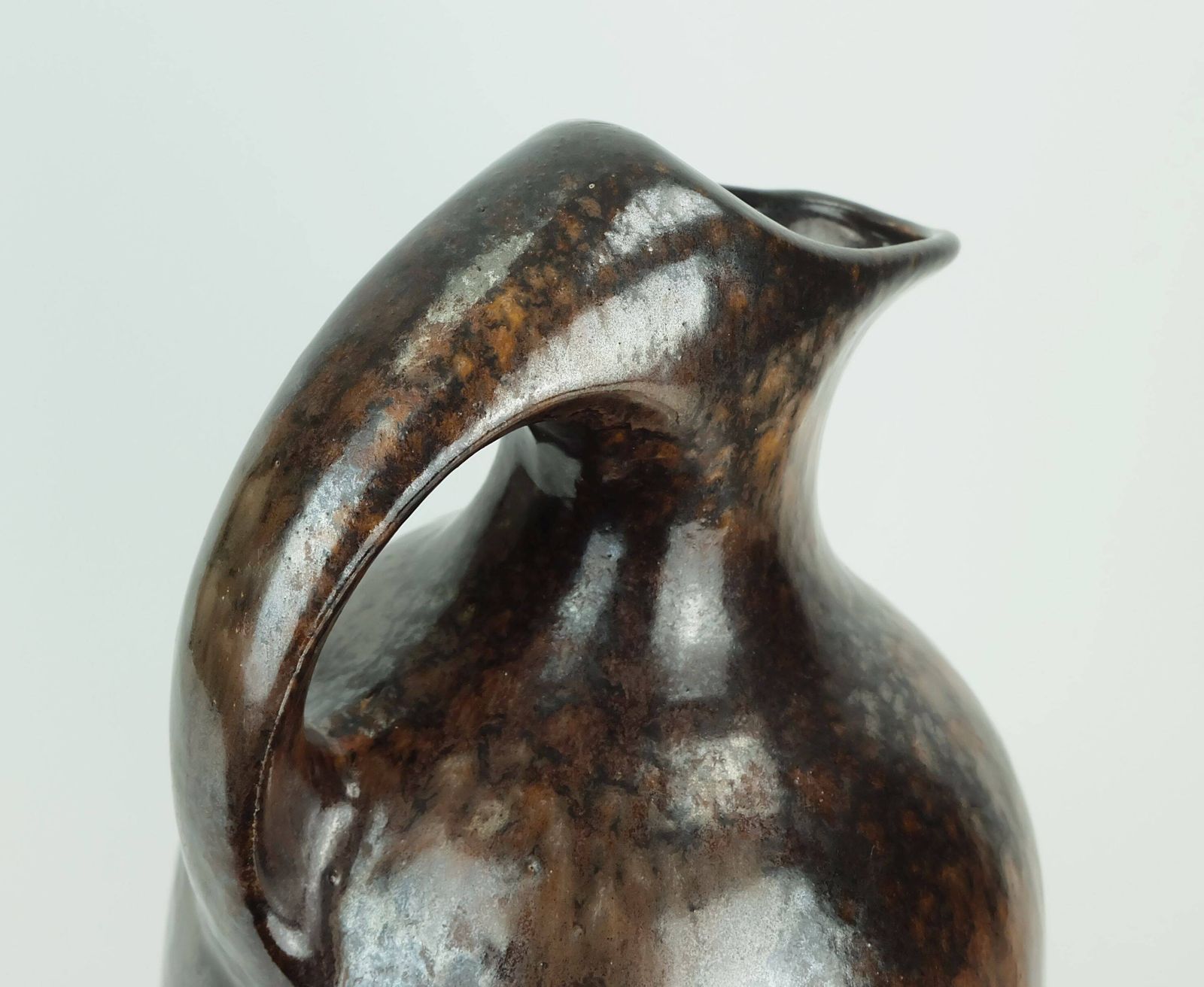 Ruscha Art Vase Jug Drip Glaze Shades Of Purple Black Brown 1970 80s photo vintage