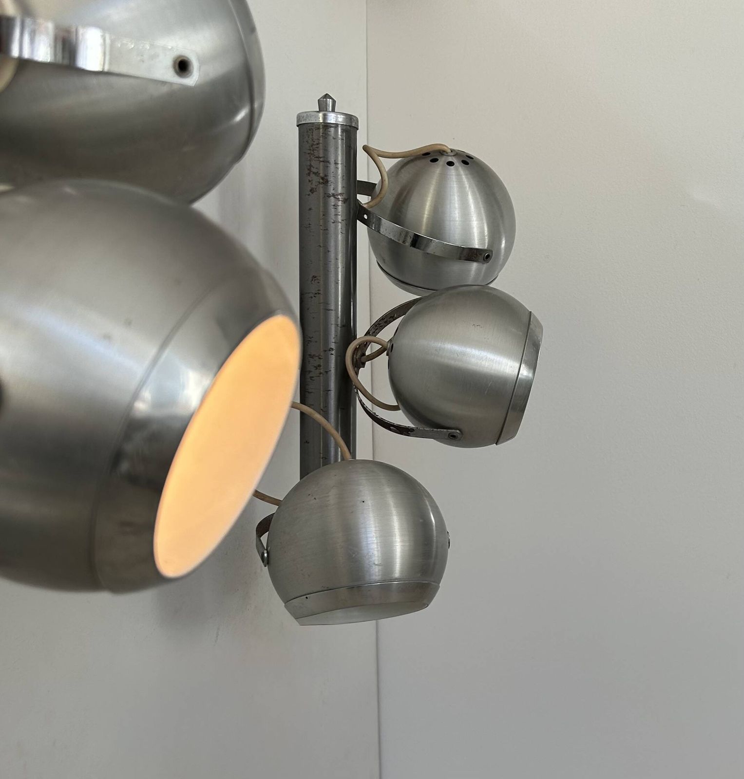 Pair Of Vintage Adjustable Wall Lights Chrome And Brushed Metal France 1970 photo 900.0
