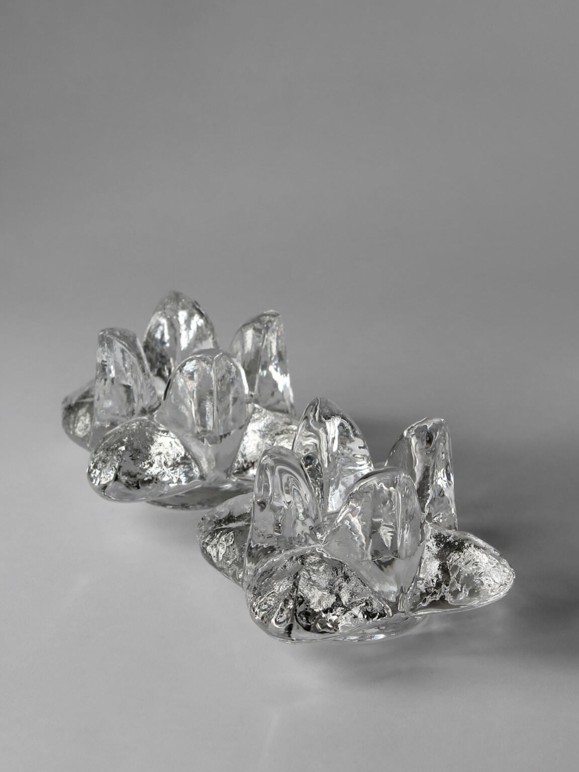 Ann Wolff (Wärff) Pair Of Full Lead Crystal Candle Holders For Kosta Boda 70s