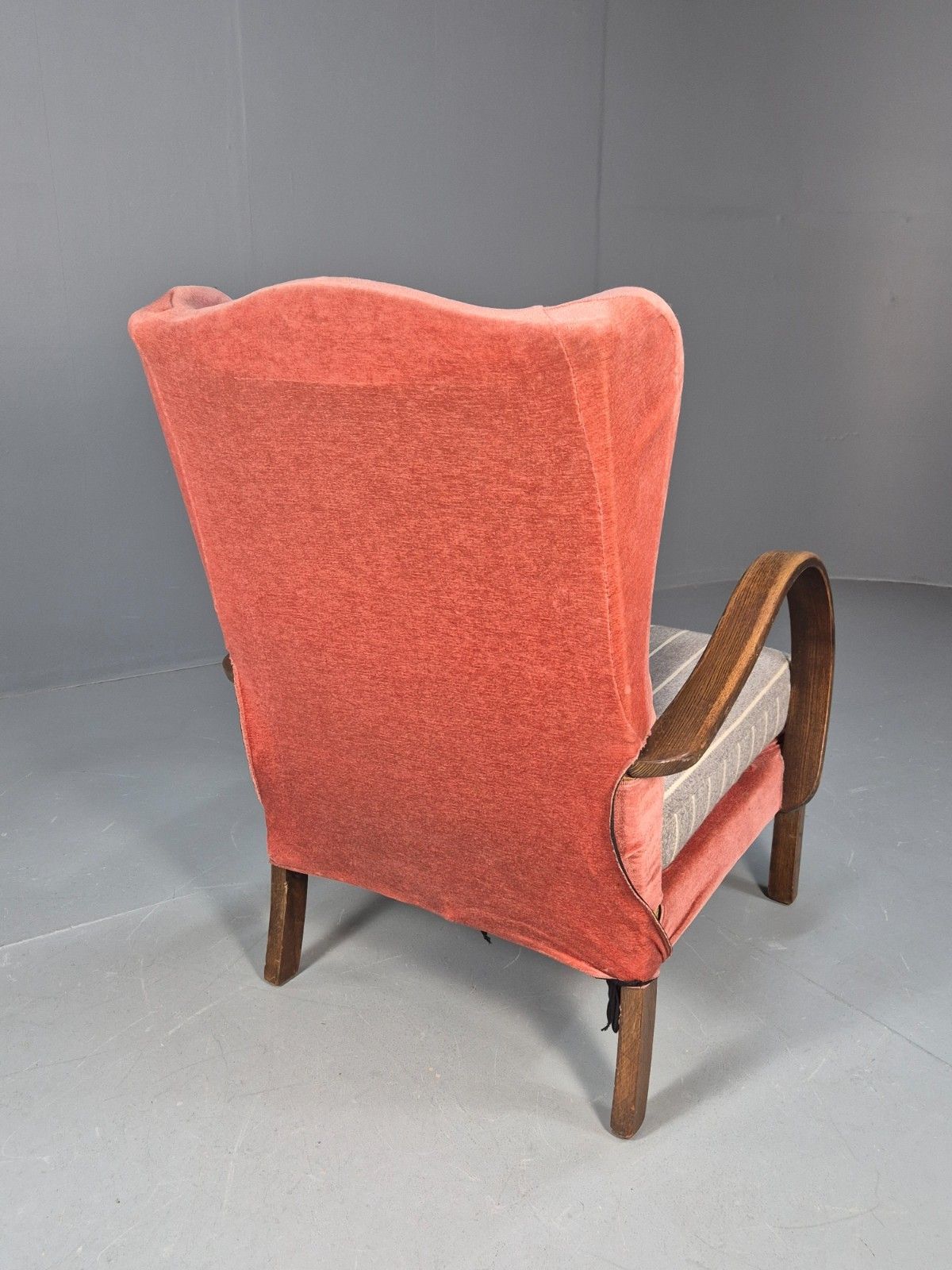 Furniture Vintage 1950s Lounge Chair Wingback Beech Frame Retro Eb10265 Mben photo