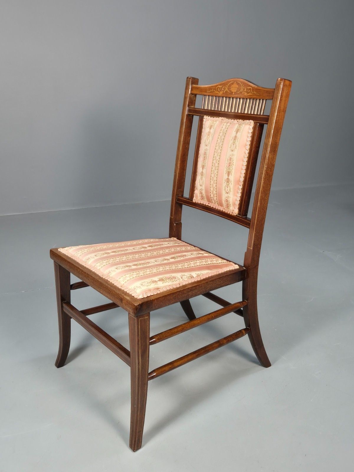Furniture 4 Regency Revival Dining Chairs Mahogany Inlay Decoration 20th Cent Eb10224 Vdin photo