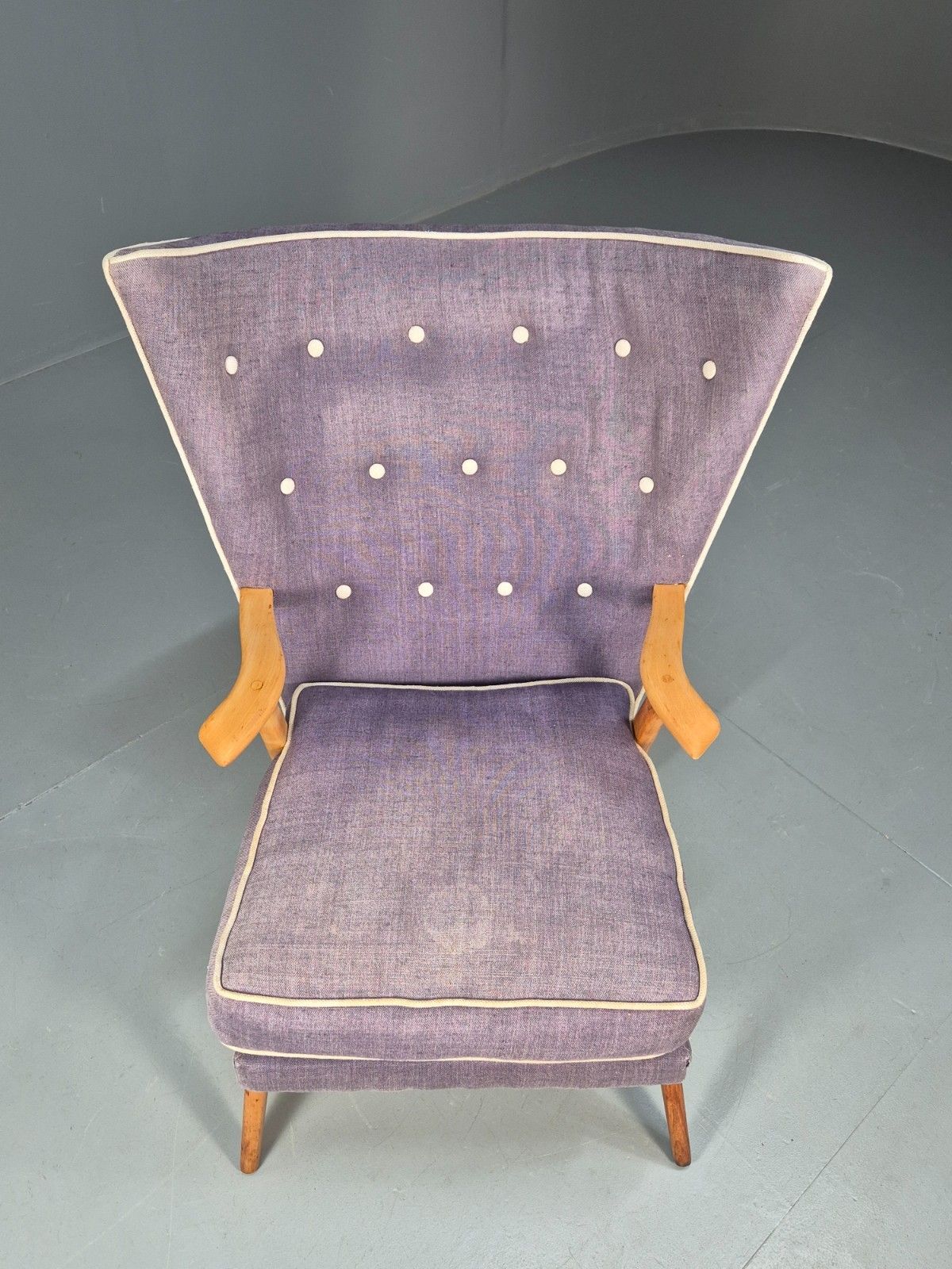 Vintage Parker Knoll Lounge Chair Wingback Retro Purple 1950s Mcm Eb10194 Mnor photo for sale