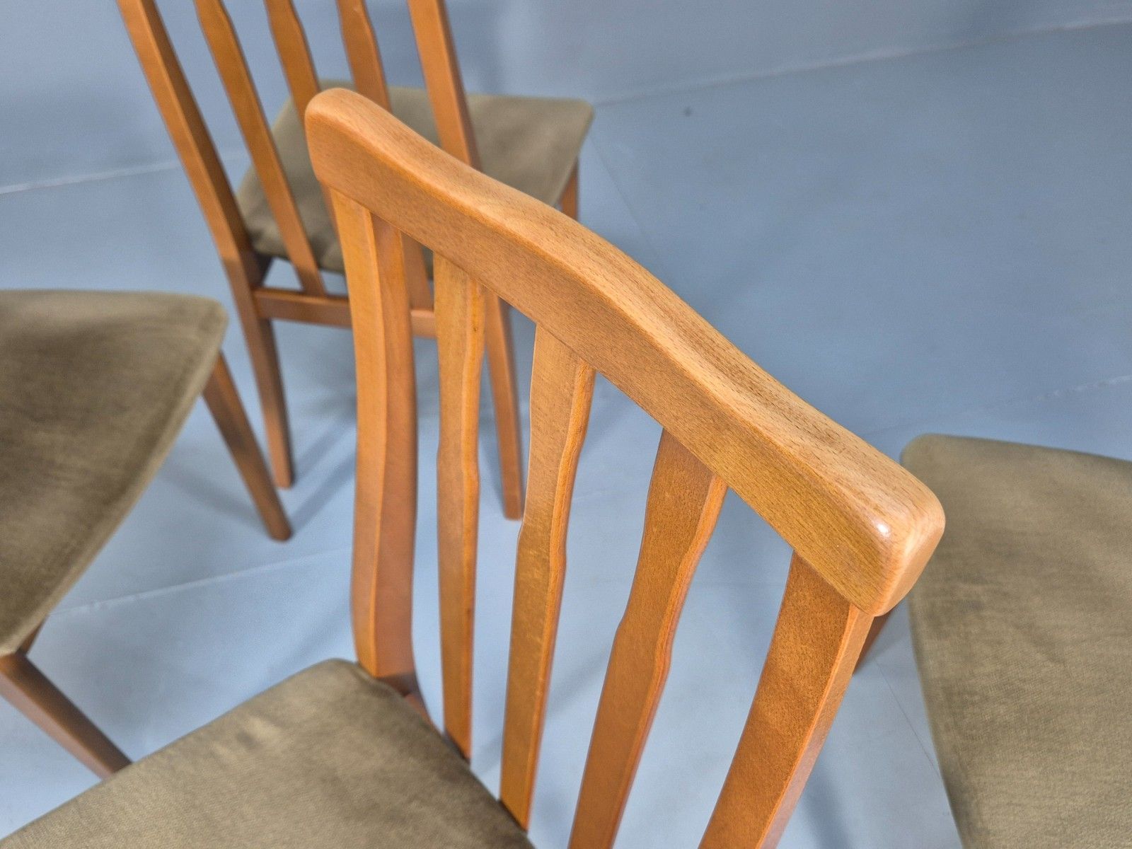 275.0 Eb10162 4 Jentique 1970s Dining Chairs Beech Green Dralon Retro Mdin photo