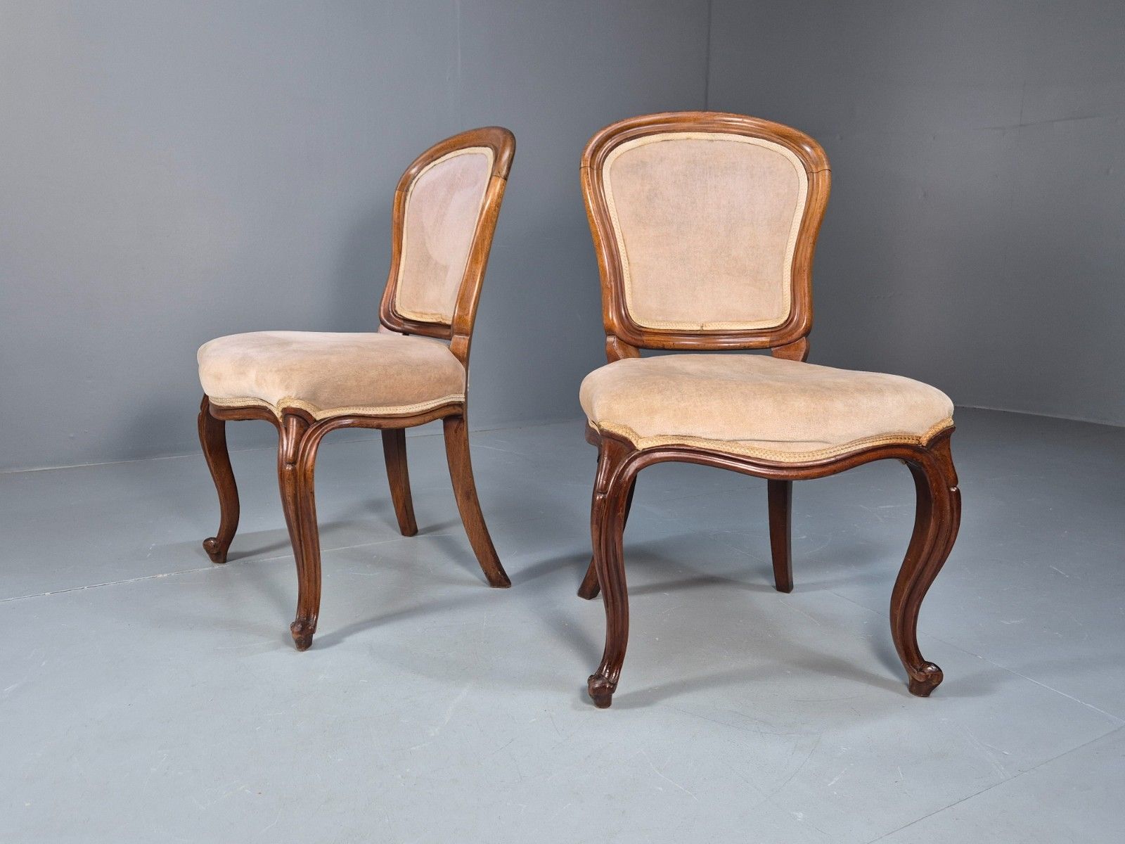 2 Antique Louis XV Style French Country Chairs Balloon Back  Eb10048 Vdin photo furniture