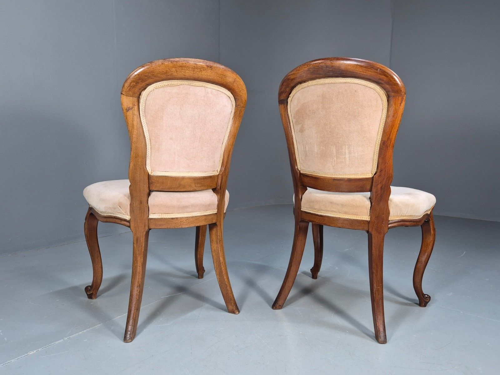 photo furniture 2 Antique Louis XV Style French Country Chairs Balloon Back  Eb10048 Vdin