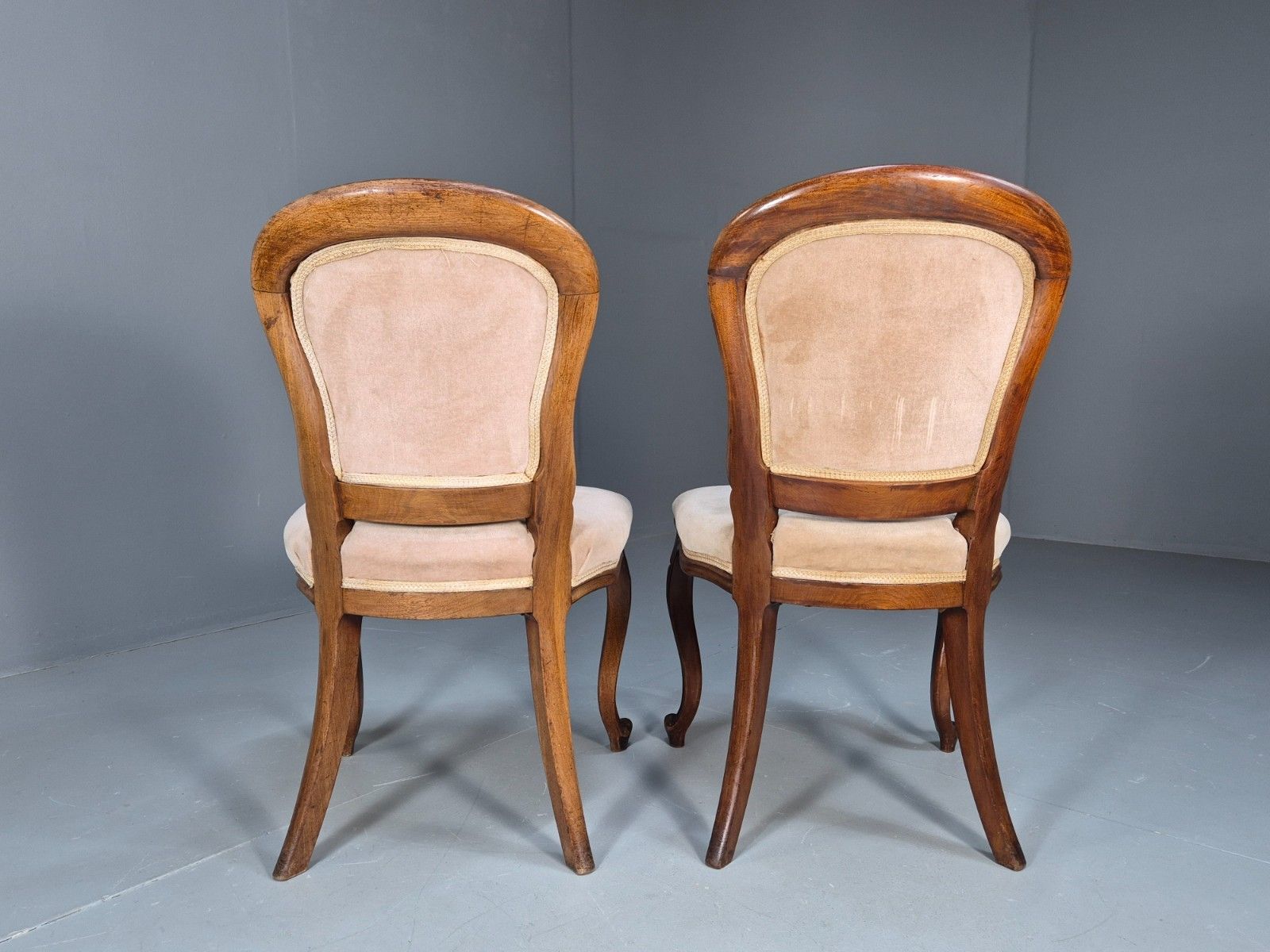 Furniture 2 Antique Louis XV Style French Country Chairs Balloon Back  Eb10048 Vdin photo