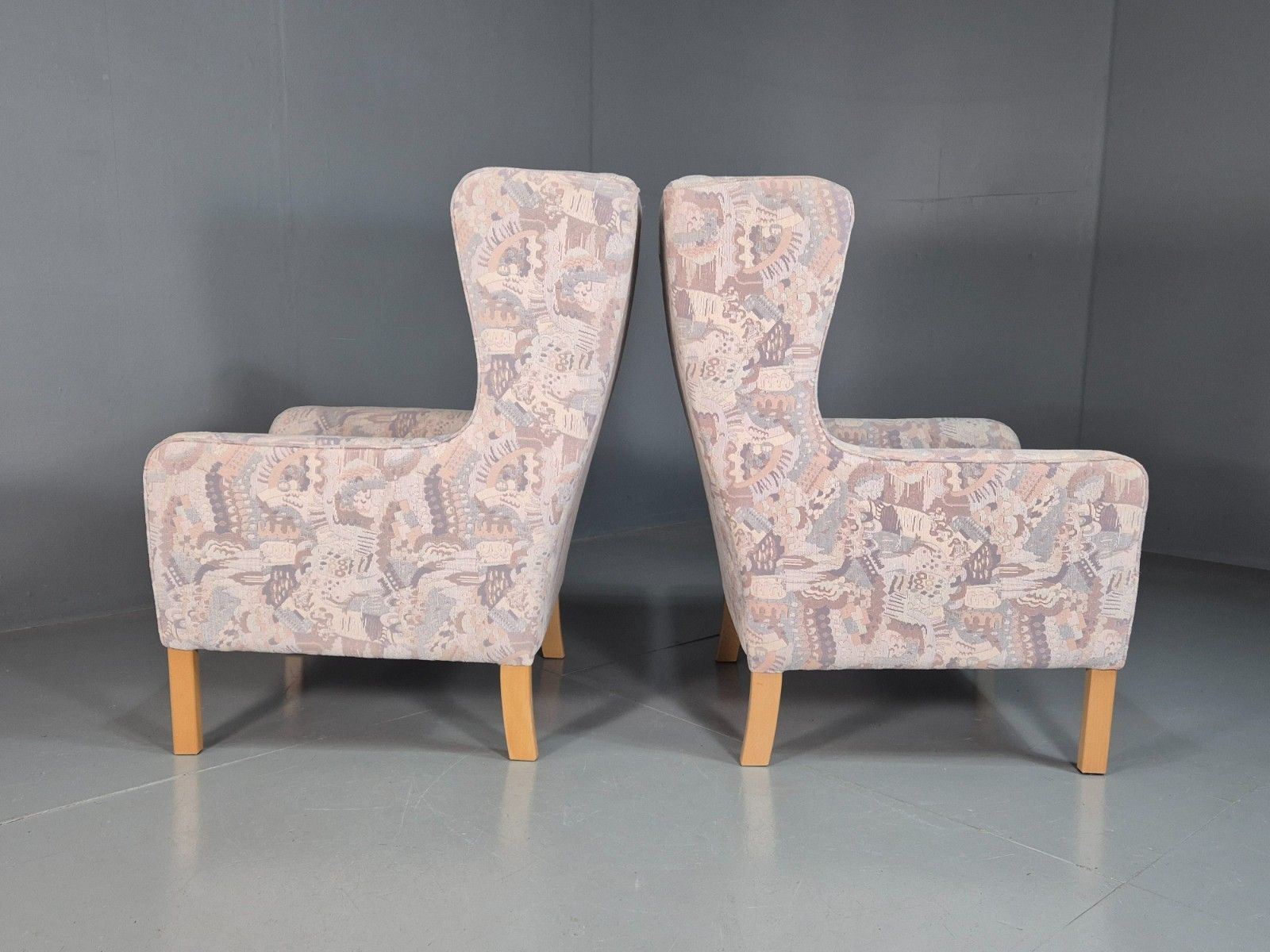 2 Vintage Danish Wing Back Lounge Chairs 1980s Retro  Eb8290 Mnor photo vinterior