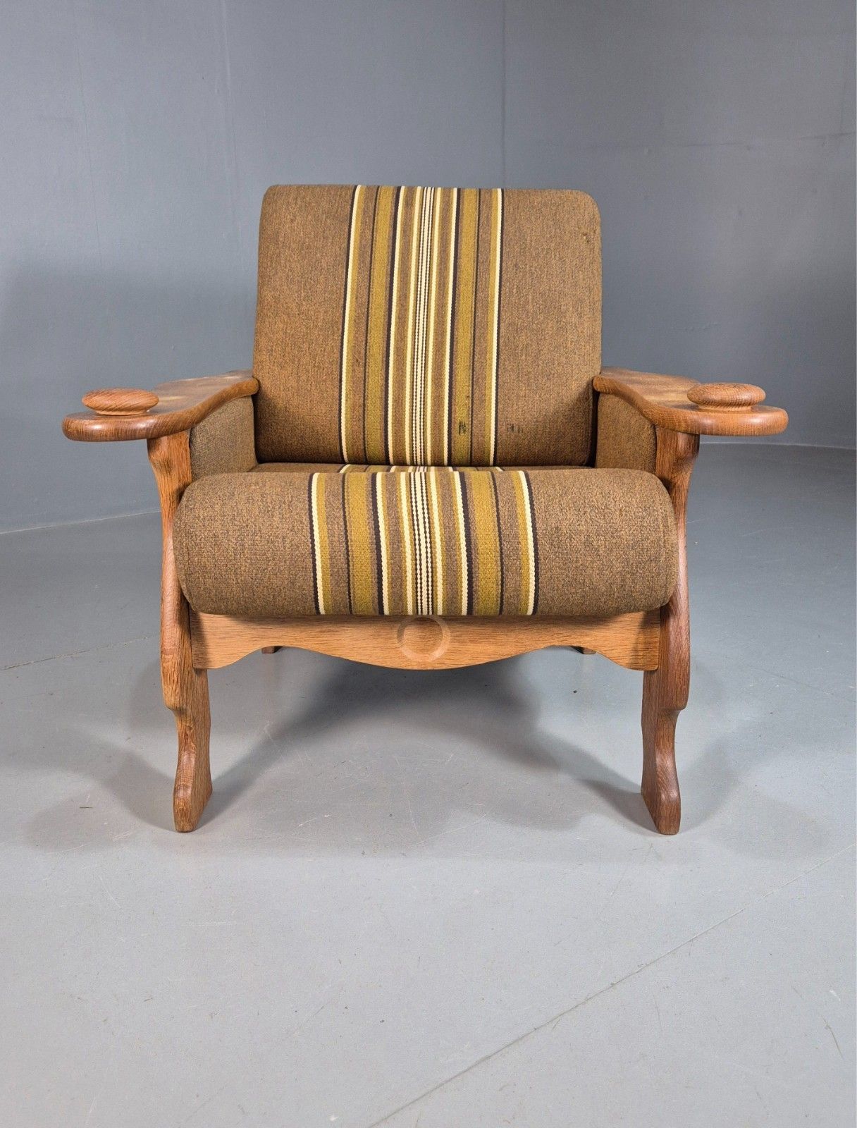 Vintage Henning Kjaernulf Stye Oak Lounge Chair Green Wool 1970s Eb8035 Mnor photo Furniture