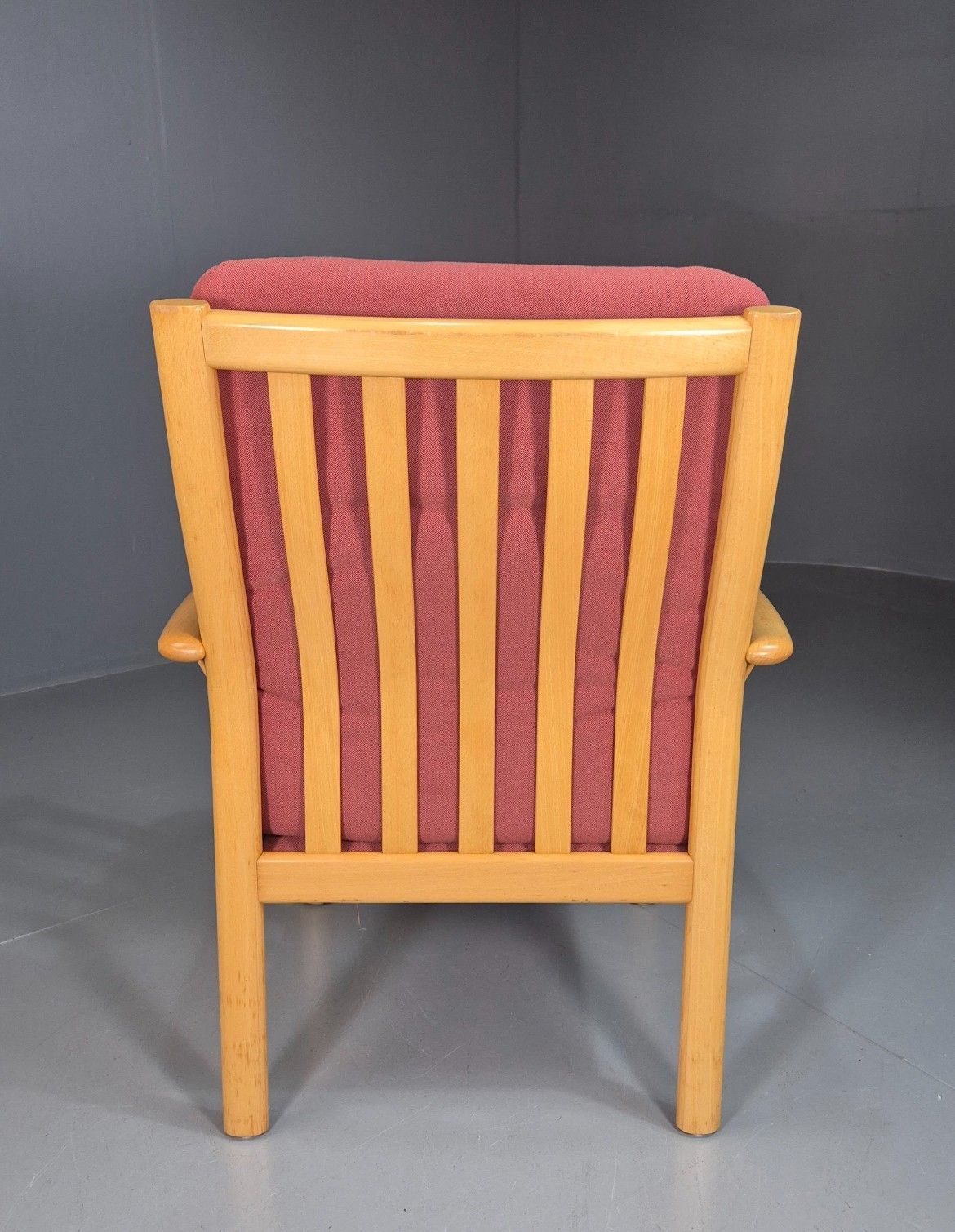 275.0 Vintage Danish Lounge Chair Red Beech Frame 1980s Retro Eb7794 Mnor photo